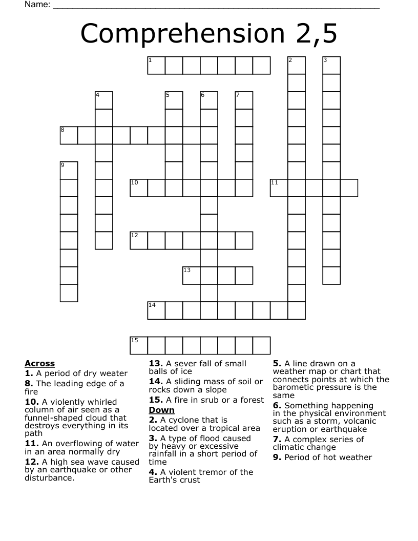 Comprehension 2 5 Crossword WordMint Comprehension 2 5 Crossword WordMint