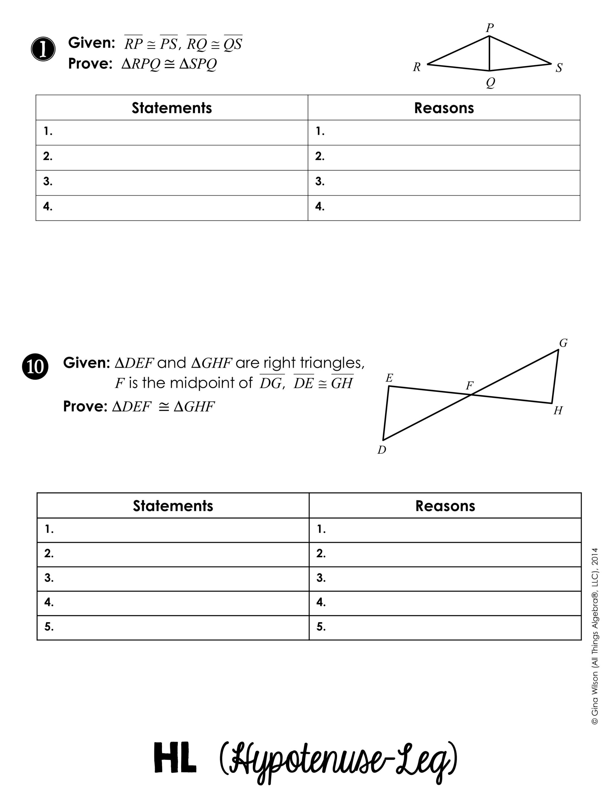 Congruent Triangle Proofs Flip Book All Things Algebra