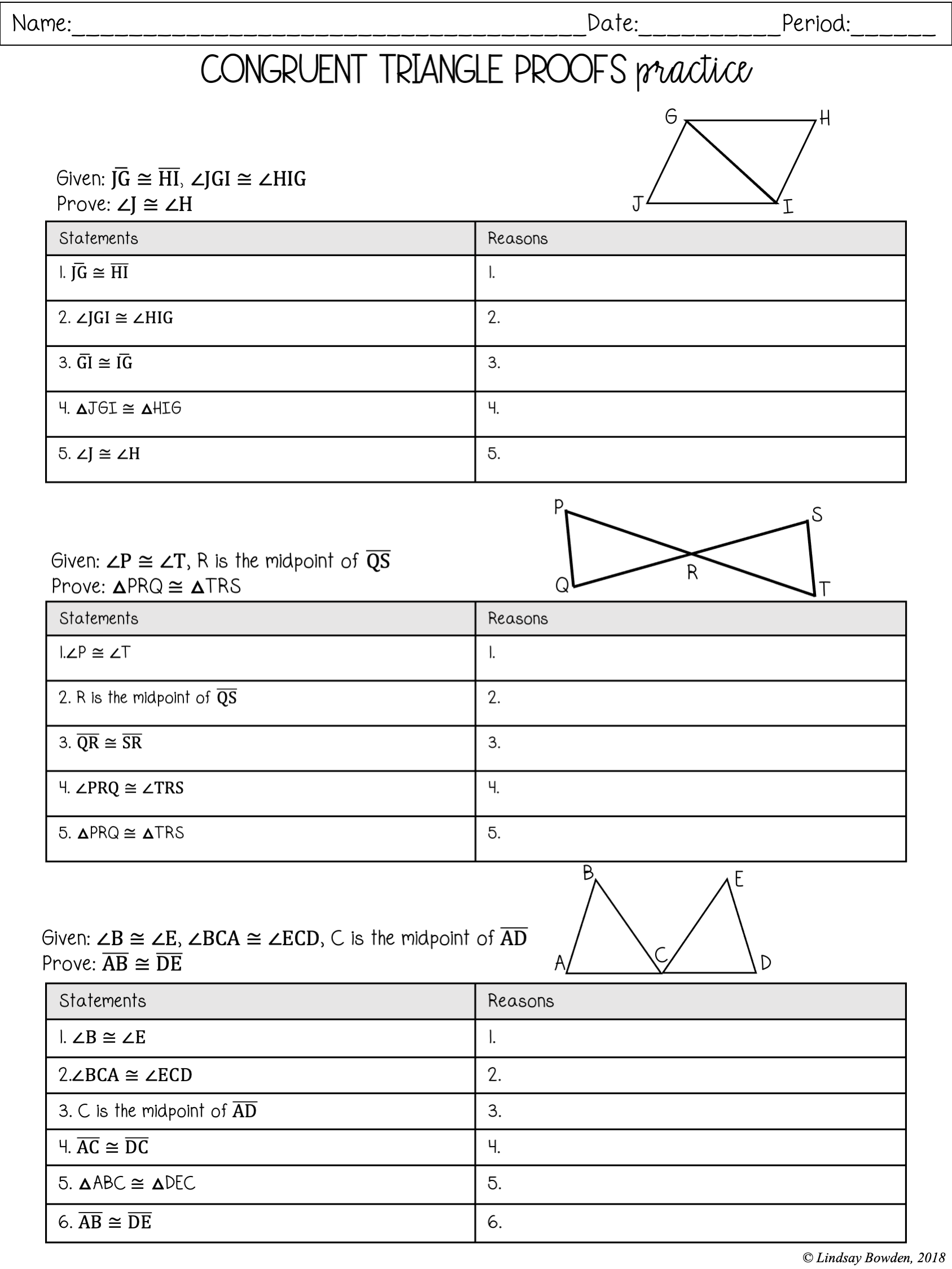 Congruent Triangles Notes And Worksheets Lindsay Bowden Worksheets Library