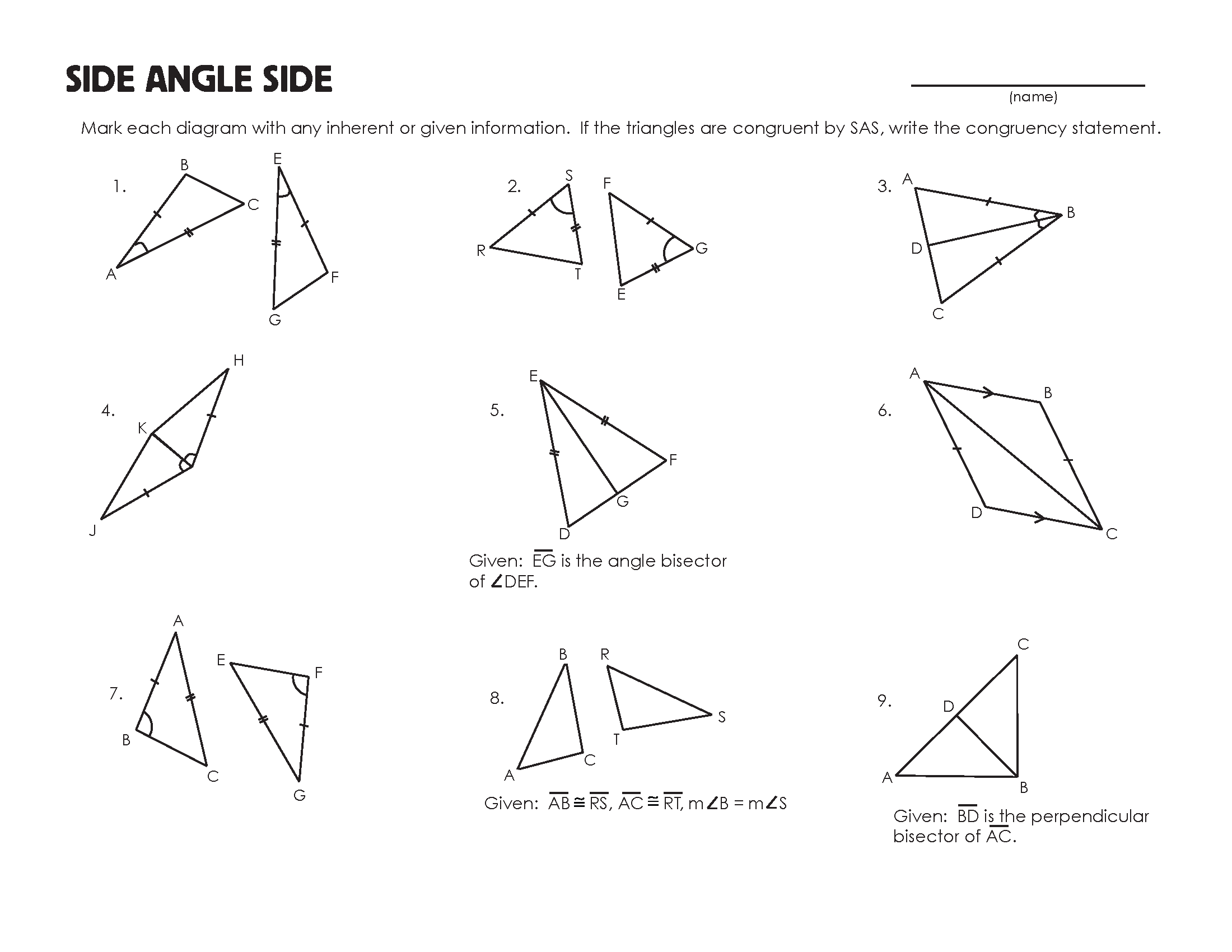 Congruent Triangles Worksheet Mrmillermath