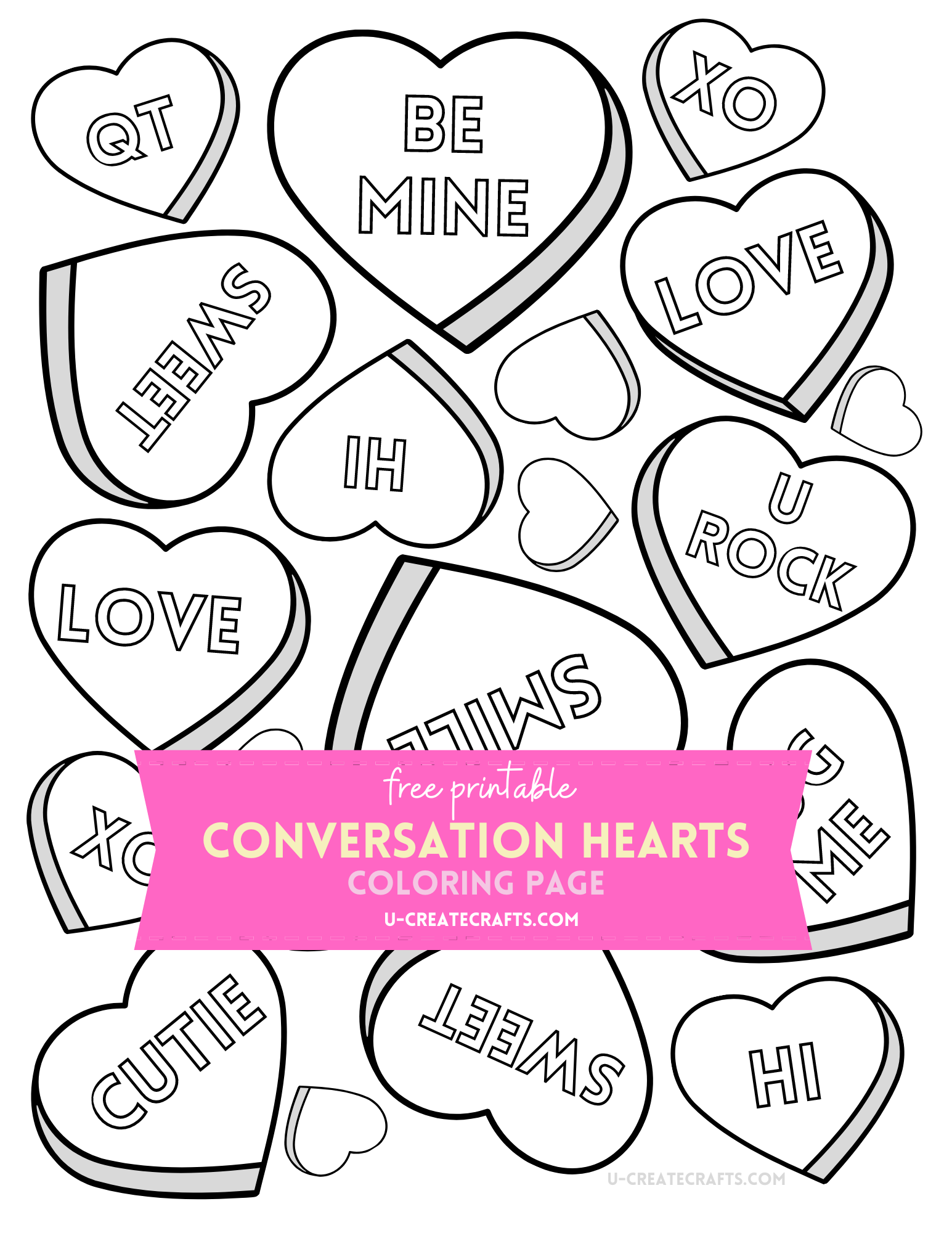 Conversation Hearts Valentine Coloring Page U Create Conversation Hearts Valentine Coloring Page U Create