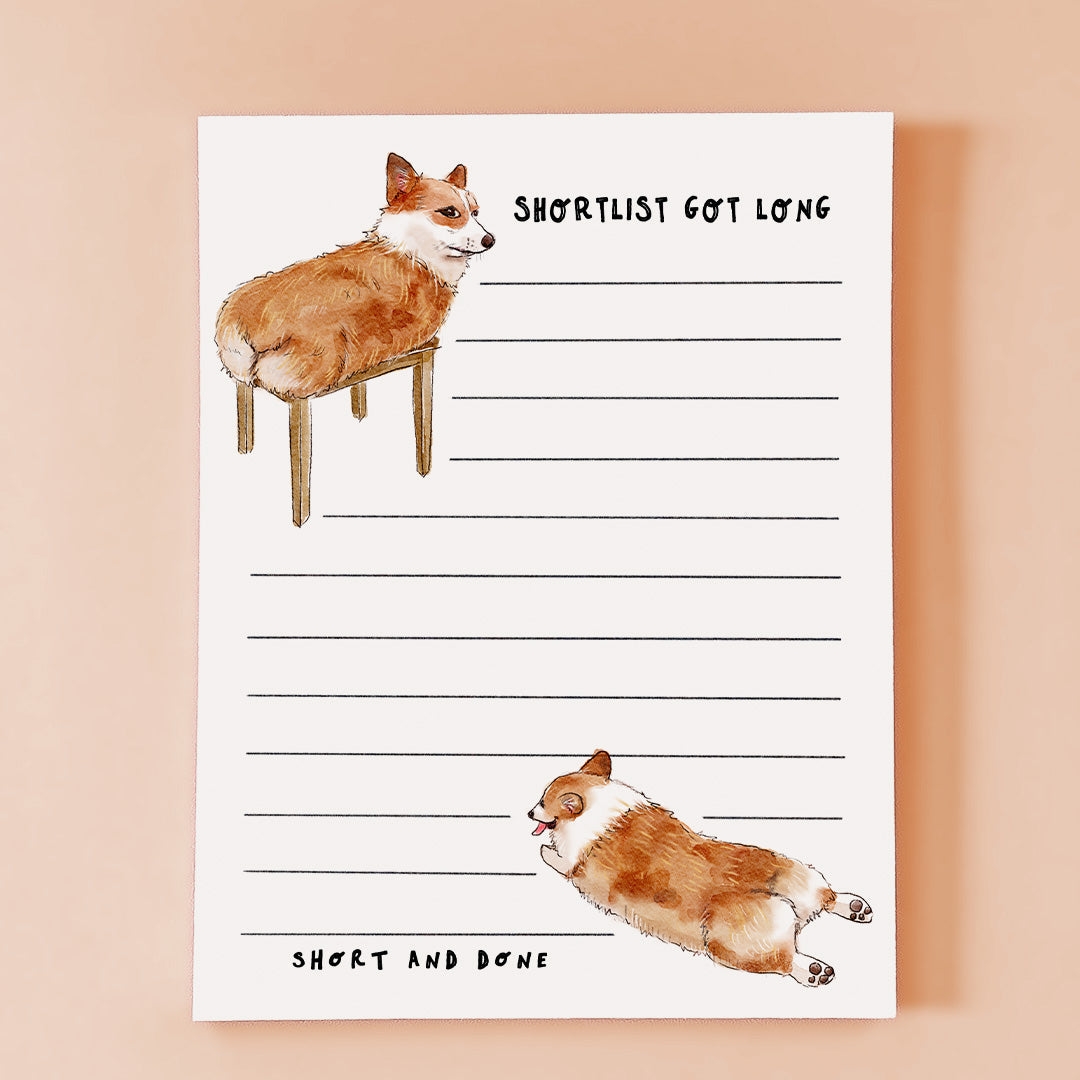 Corgi Dog Shortlist Notepad Funny To Do List Note Pad Cute Memo Pad Stationery Gifts For Dog Lover Handmade By Liyana Studio Greetings