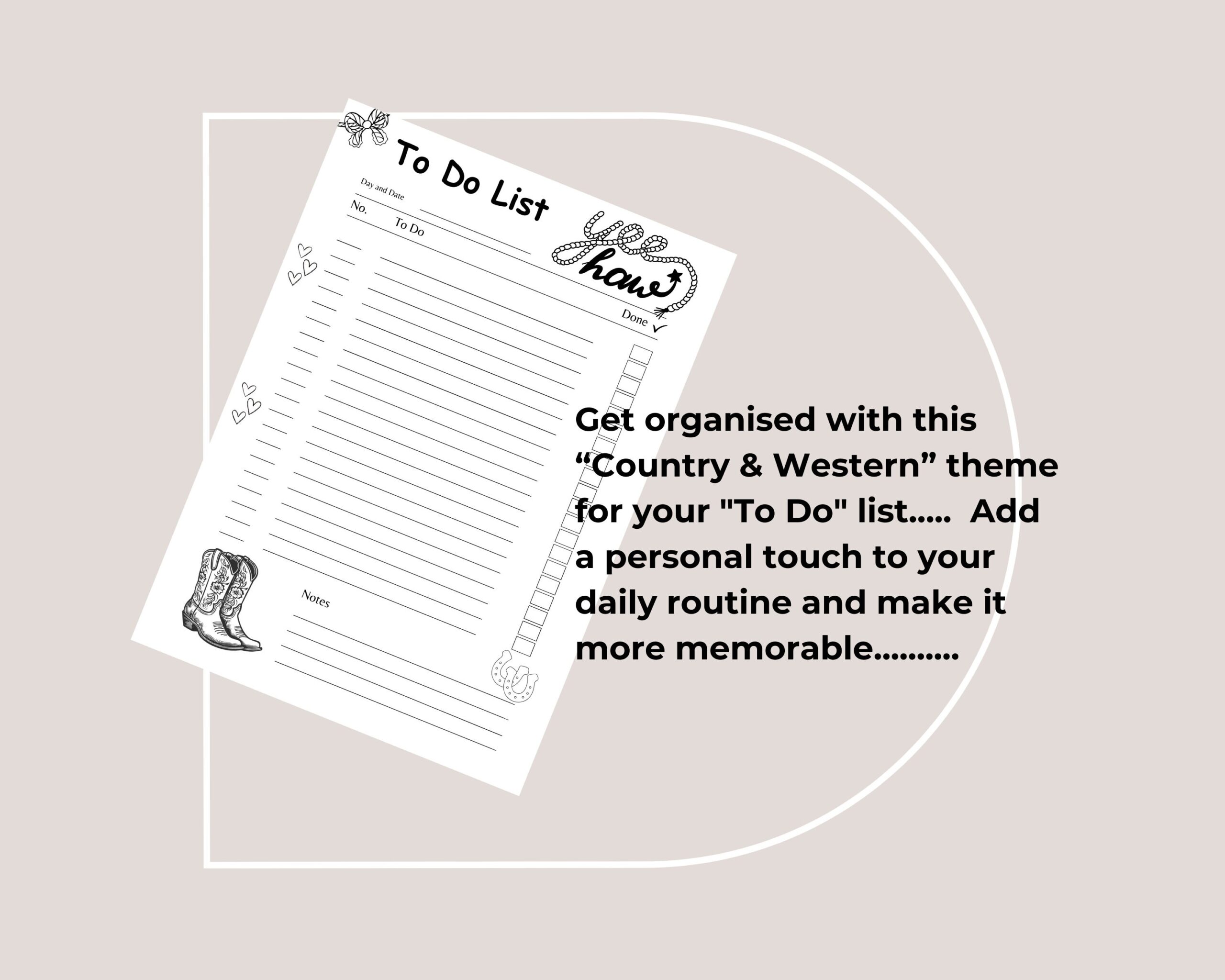 Country Western Stationery Cowgirl Themed To Do List A To Do List For The Country And Western Lover Plan Your Day Etsy