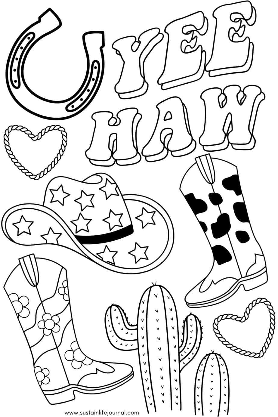 Cowgirl Coloring Page Sustain Life Journal