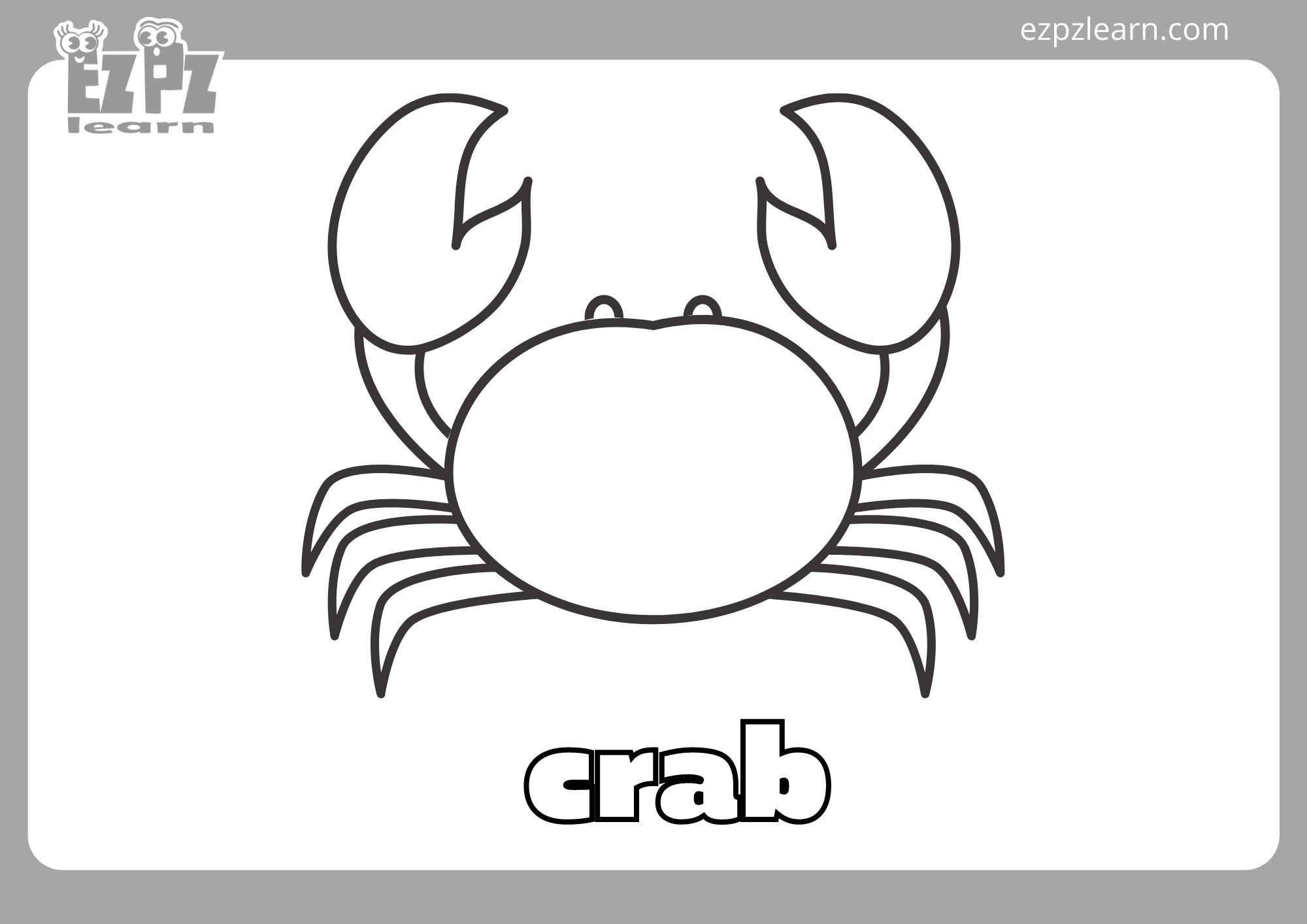 Crab Coloring Page Ezpzlearn