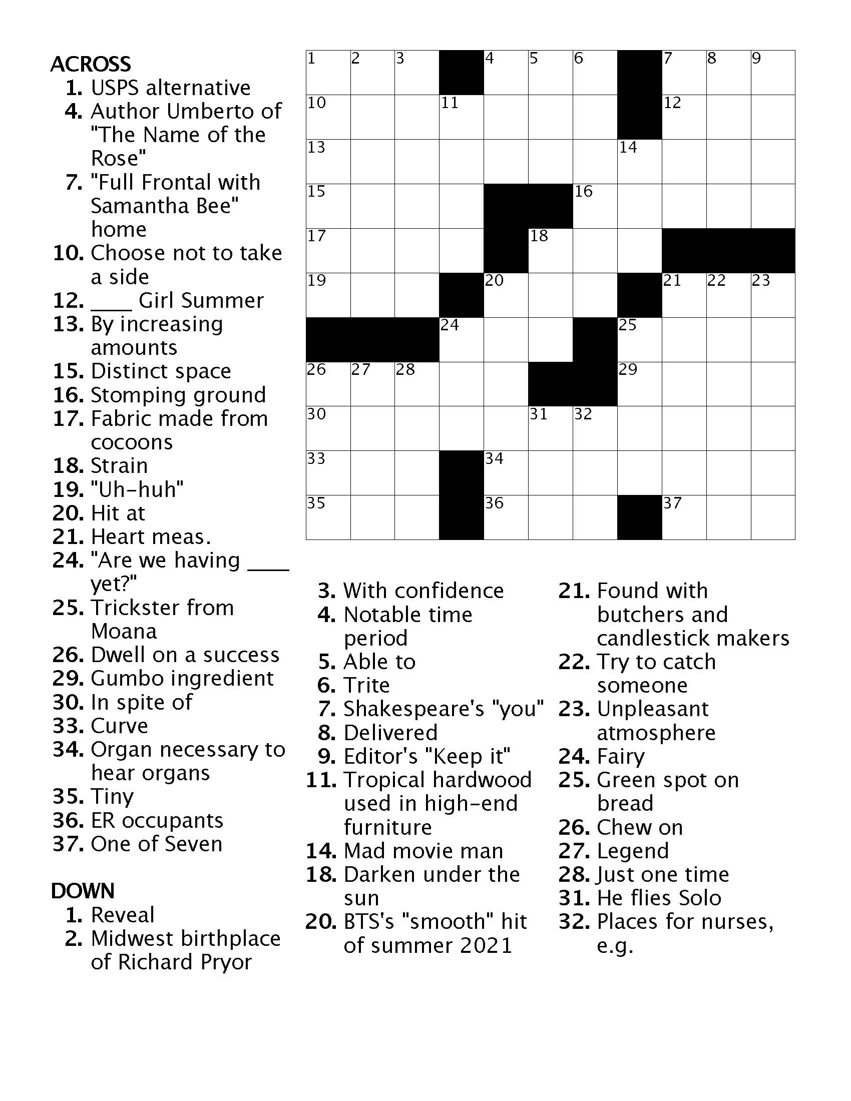 hit hard crossword