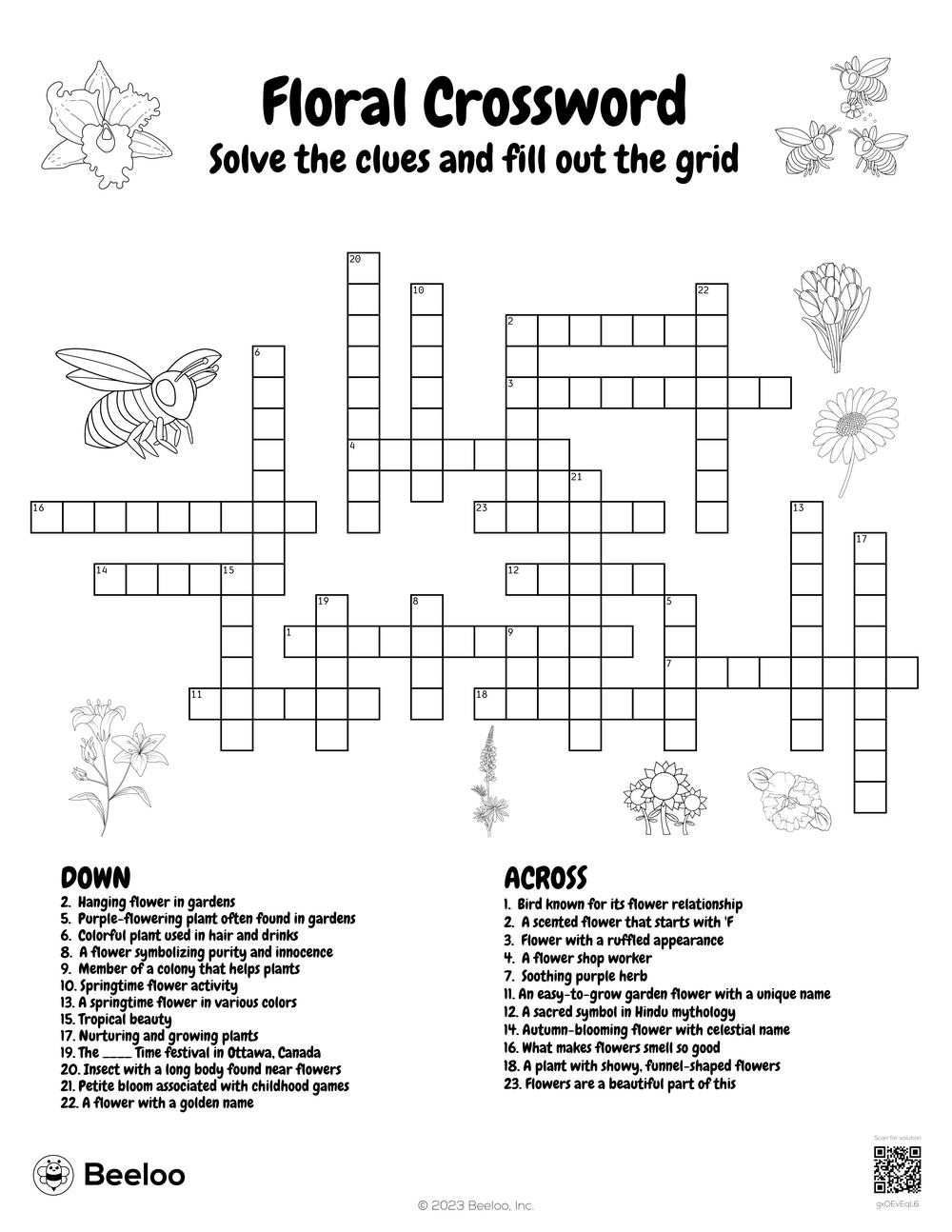 springtime side crossword clue