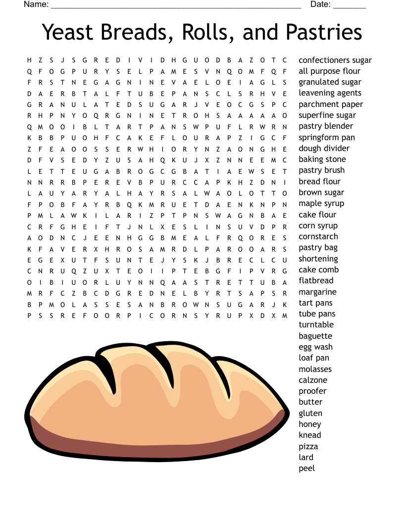 CROSSWORD PUZZLE BREAD PASTRY WordMint