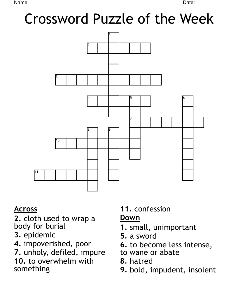 Crossword Puzzle Of The Week WordMint