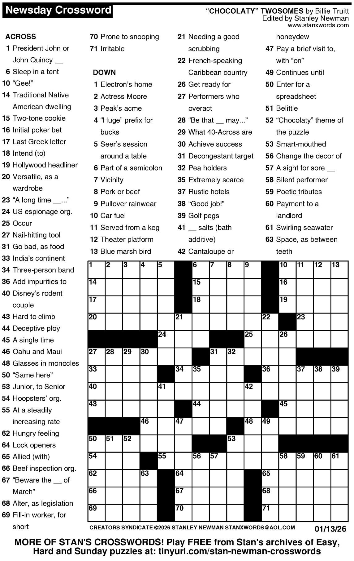 Crossword Puzzles For Week Of Jan 11 2026 Multimedia Dcourier