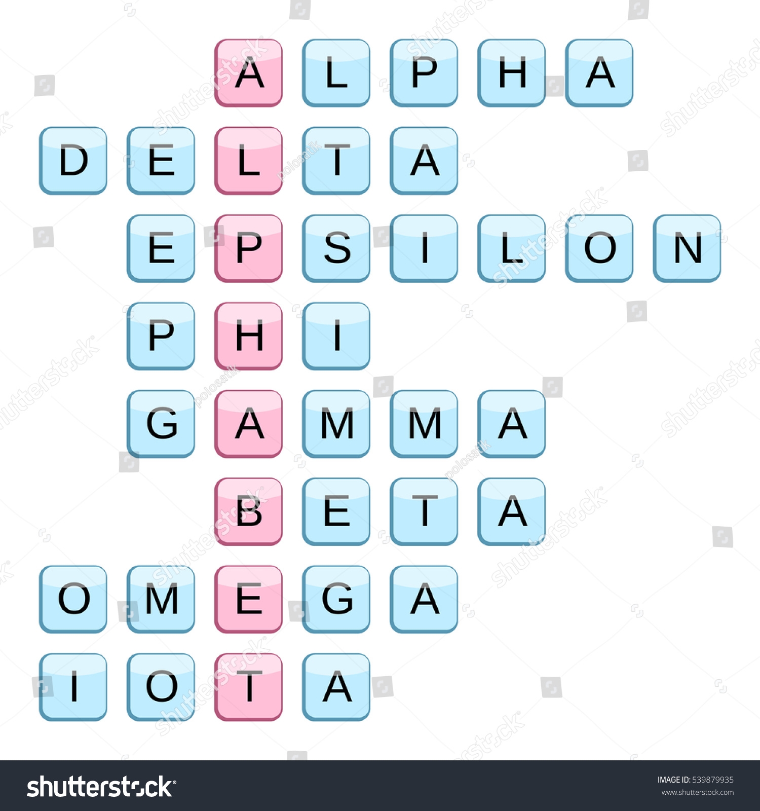 Crossword Word Alphabet Names Greek Letters Stock Illustration 539879935 Shutterstock