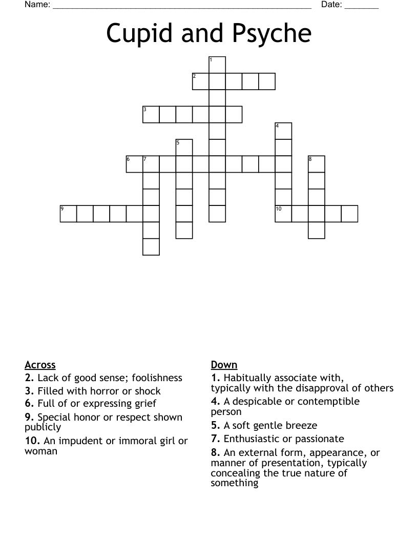 Cupid And Psyche Crossword WordMint