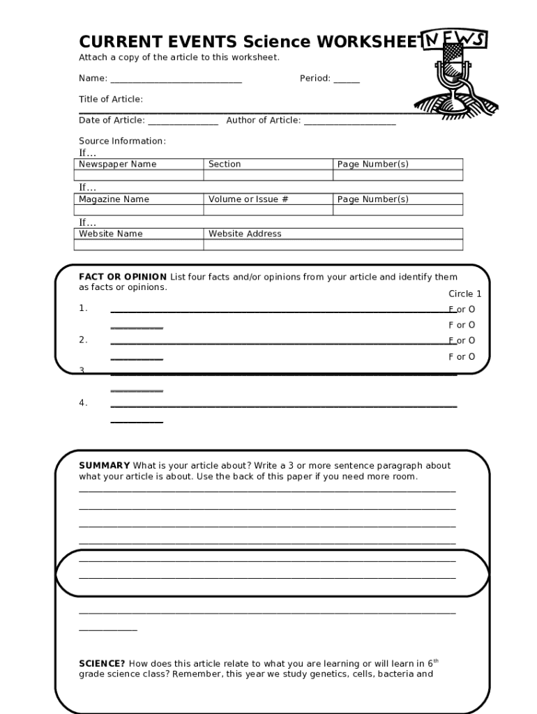 current events worksheet free