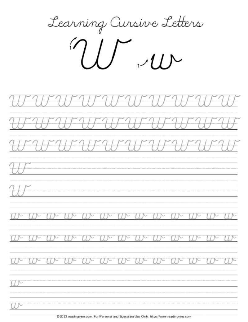Cursive Writing Letter W ReadingVine