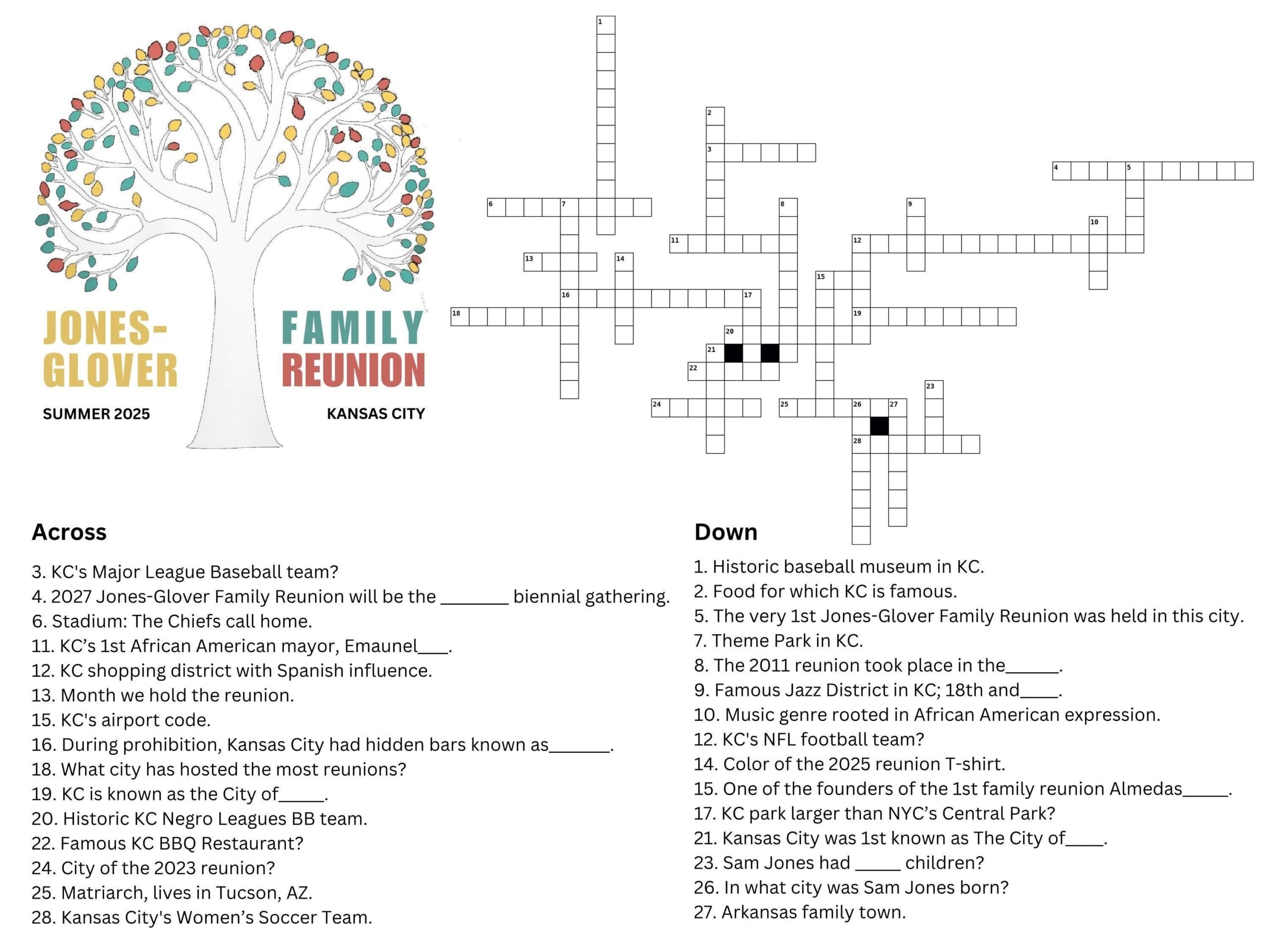 Custom Family Reunion Crossword Puzzle Poster Personalized Reunion Game Etsy