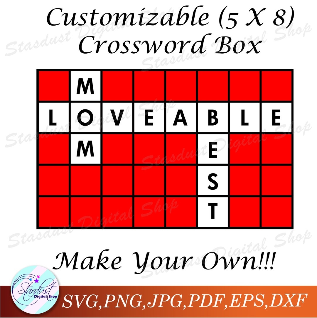 Customizable Crossword 5x8 SVG Etsy