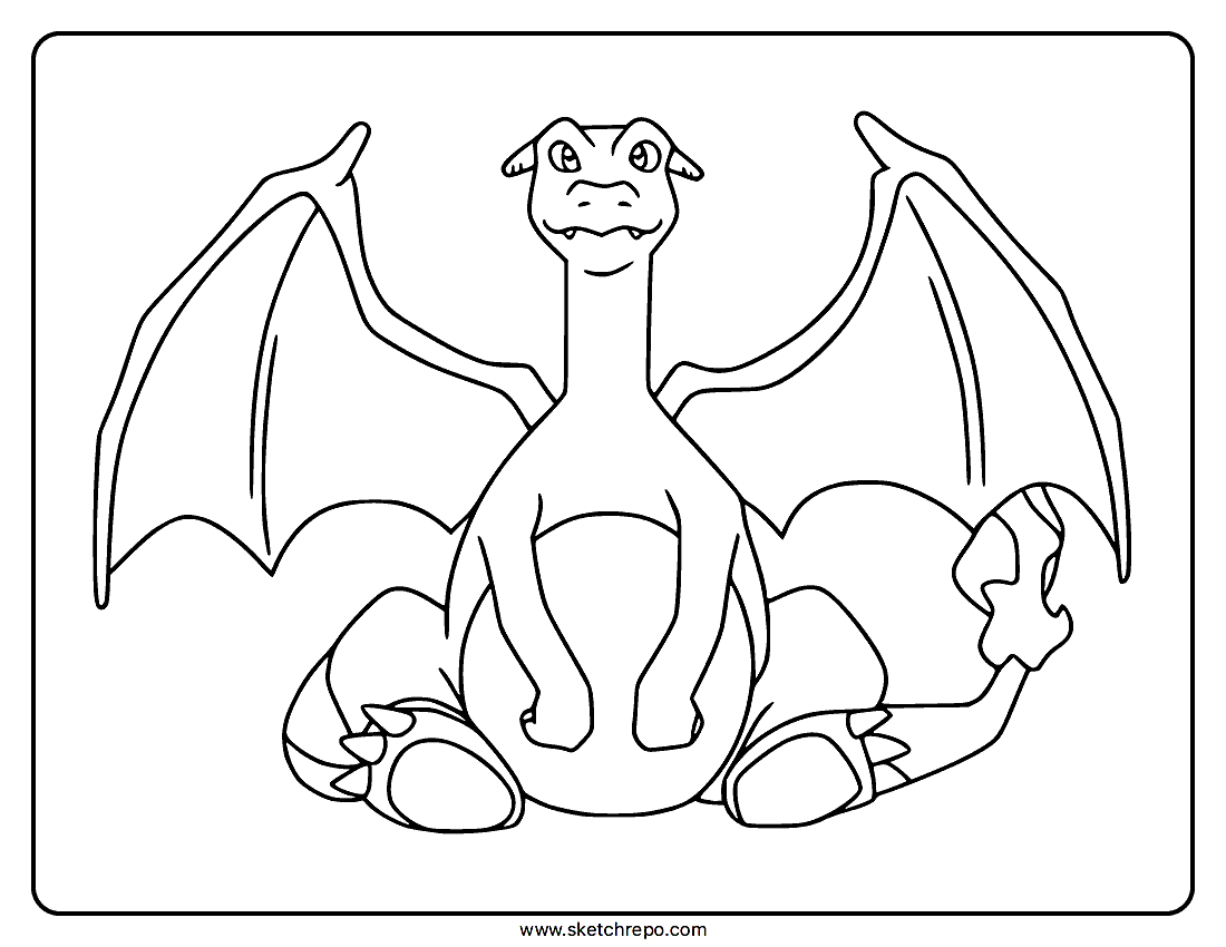 Cute Charizard Coloring Page Sketch Repo
