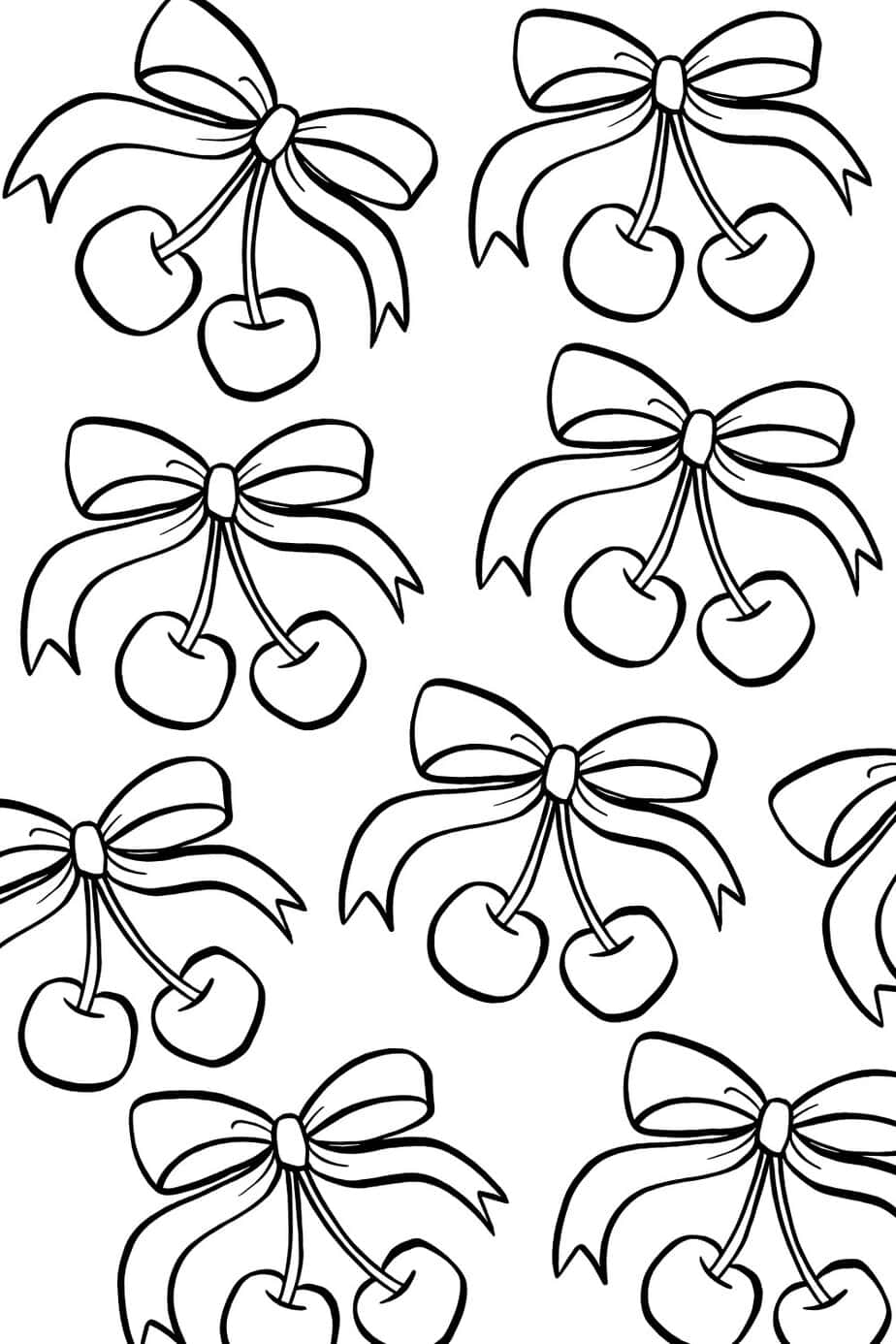 Cute Cherry Bow Coloring Page Sustain Life Journal