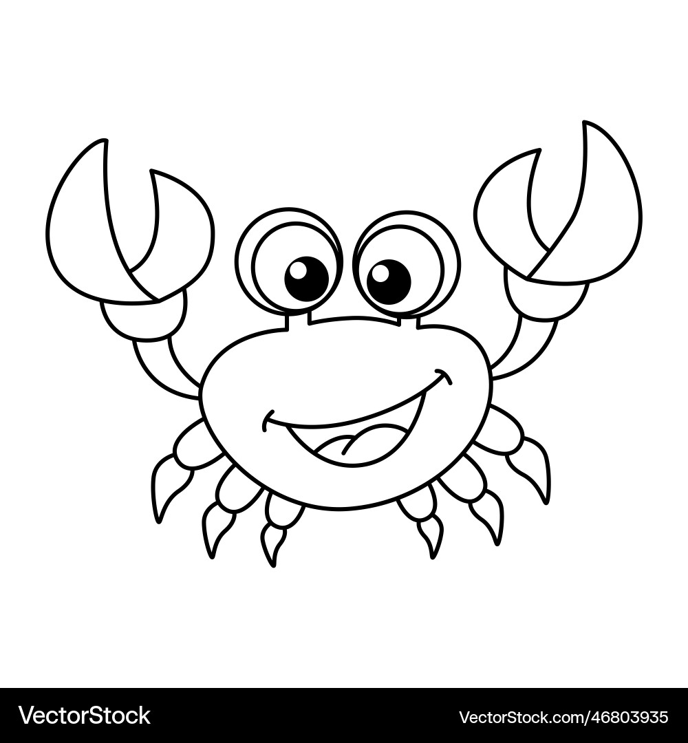 Cute Crab Cartoon Coloring Page For Kids Free Vector VectorStock