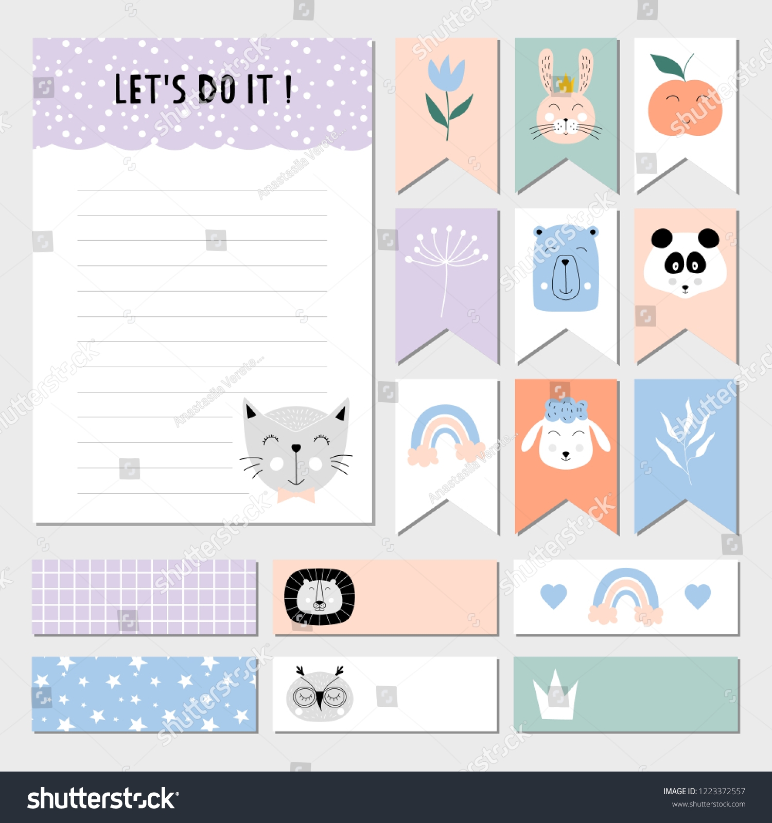 Cute Do List Weekly Planner Stickers Stock Vector Royalty Free 1223372557 Shutterstock