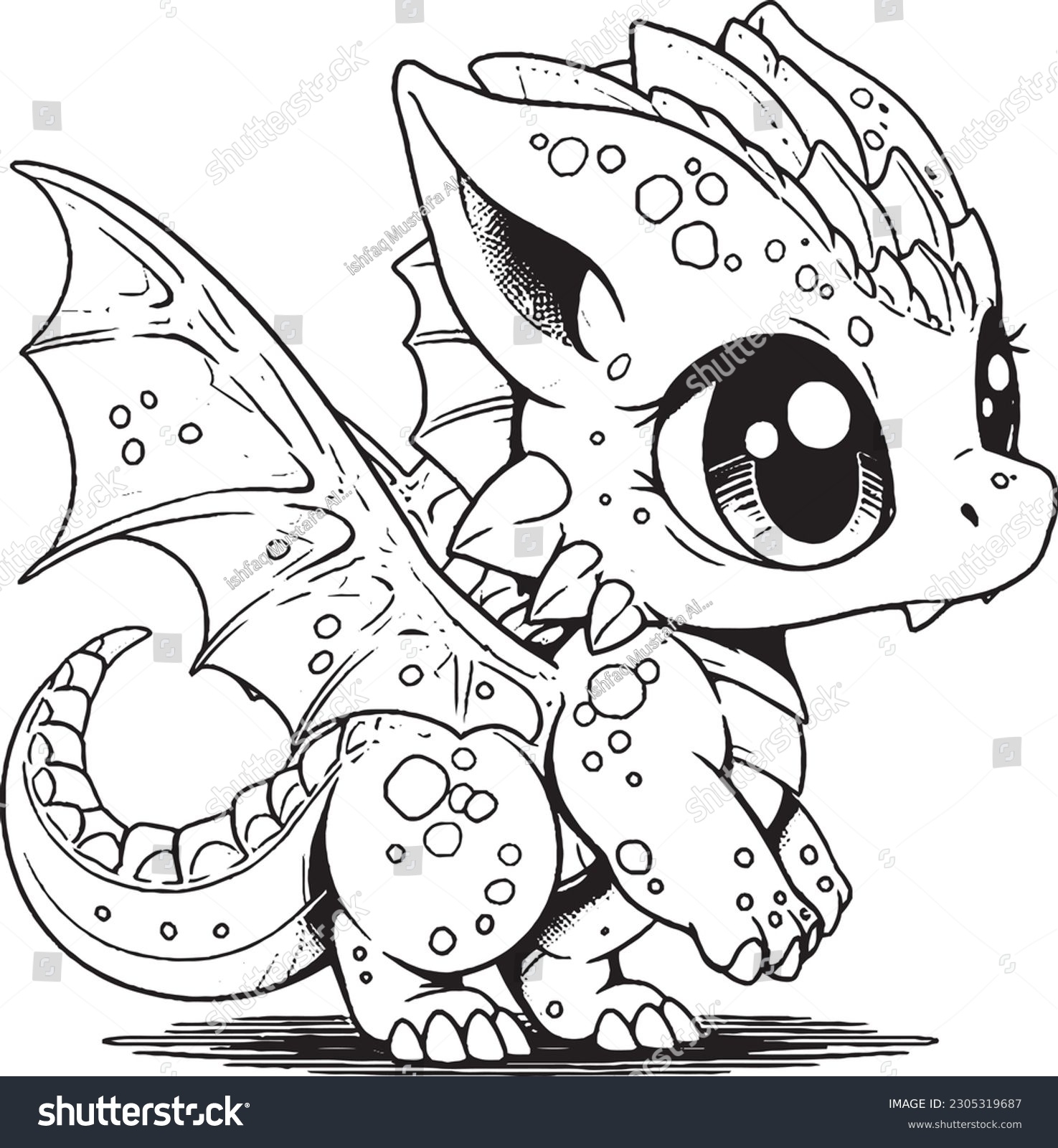 Cute Dragon Coloring Pages Kids Adults Stock Vector Royalty Free 2305319687 Shutterstock