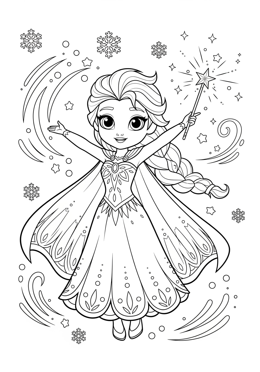 Cute Elsa Coloring Page Printable Princess Fun
