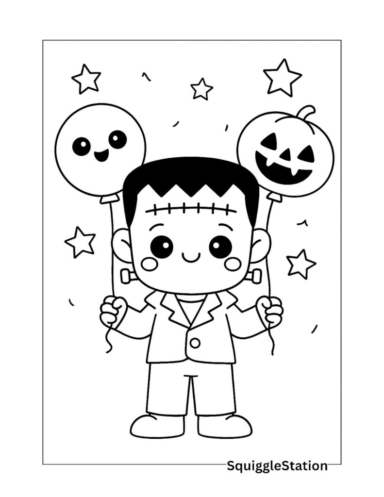Cute Frankenstein Coloring Sheet Printable Free PDF Squigglestation