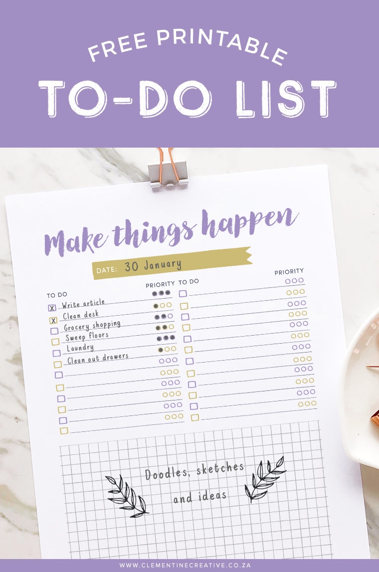 Cute Free Printable To do List with Space For Doodles Cute Free Printable To do List with Space For Doodles