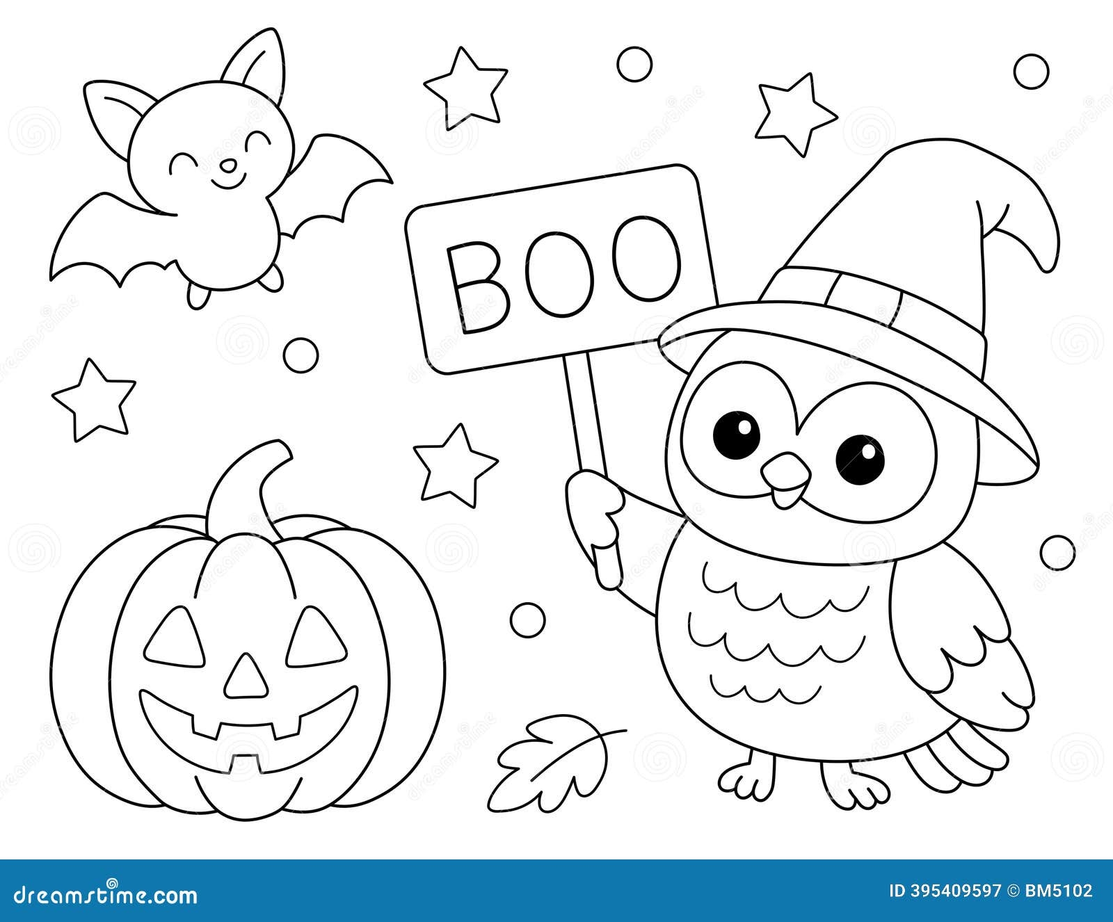 Cute Halloween Coloring Pages Stock Illustration Illustration Of Cartoon Cute 395409597
