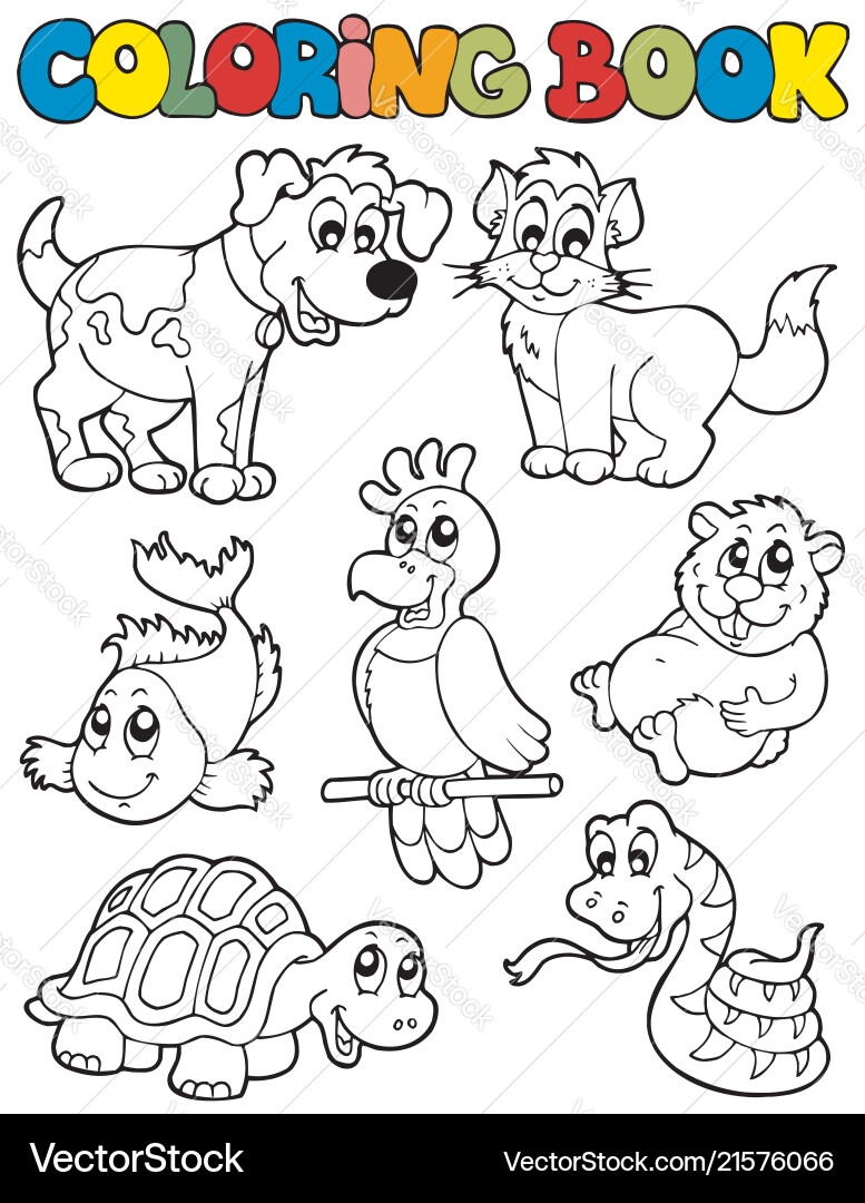 Cute Pet Coloring Book Royalty Free Vector VectorStock