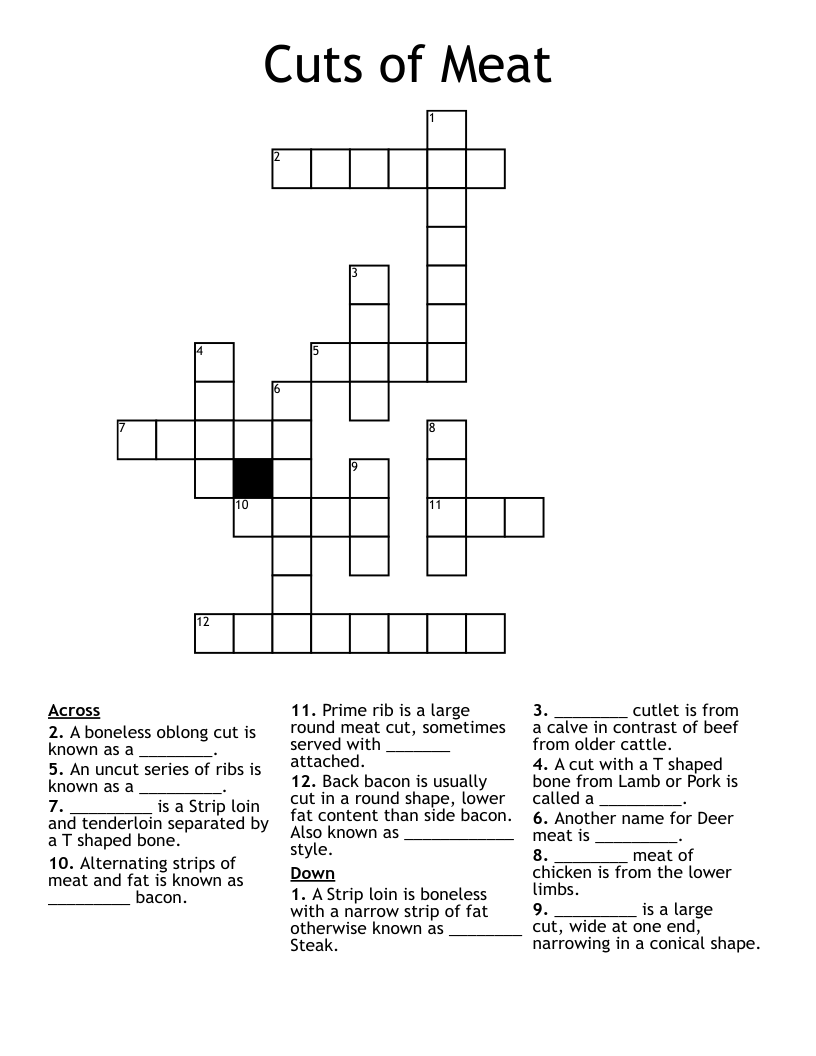 Cuts Of Meat Crossword WordMint
