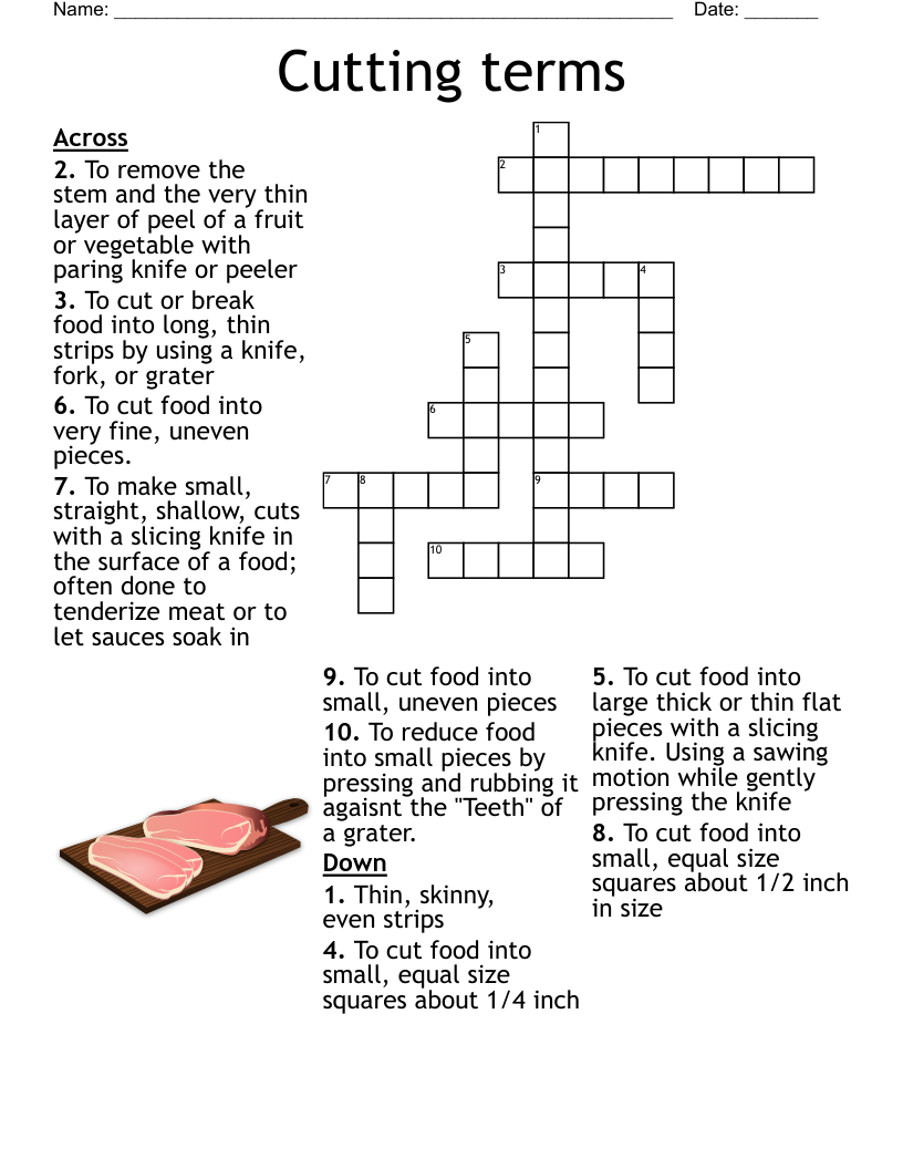 Cutting And Preparation Terms Crossword WordMint