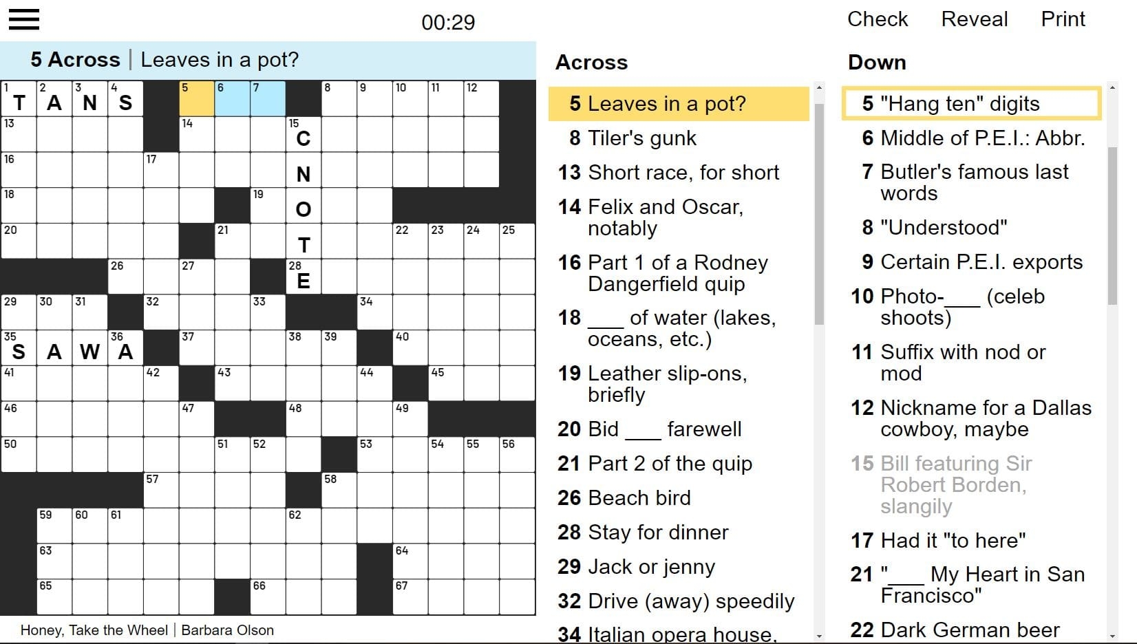 daily themed crossword puzzle answers