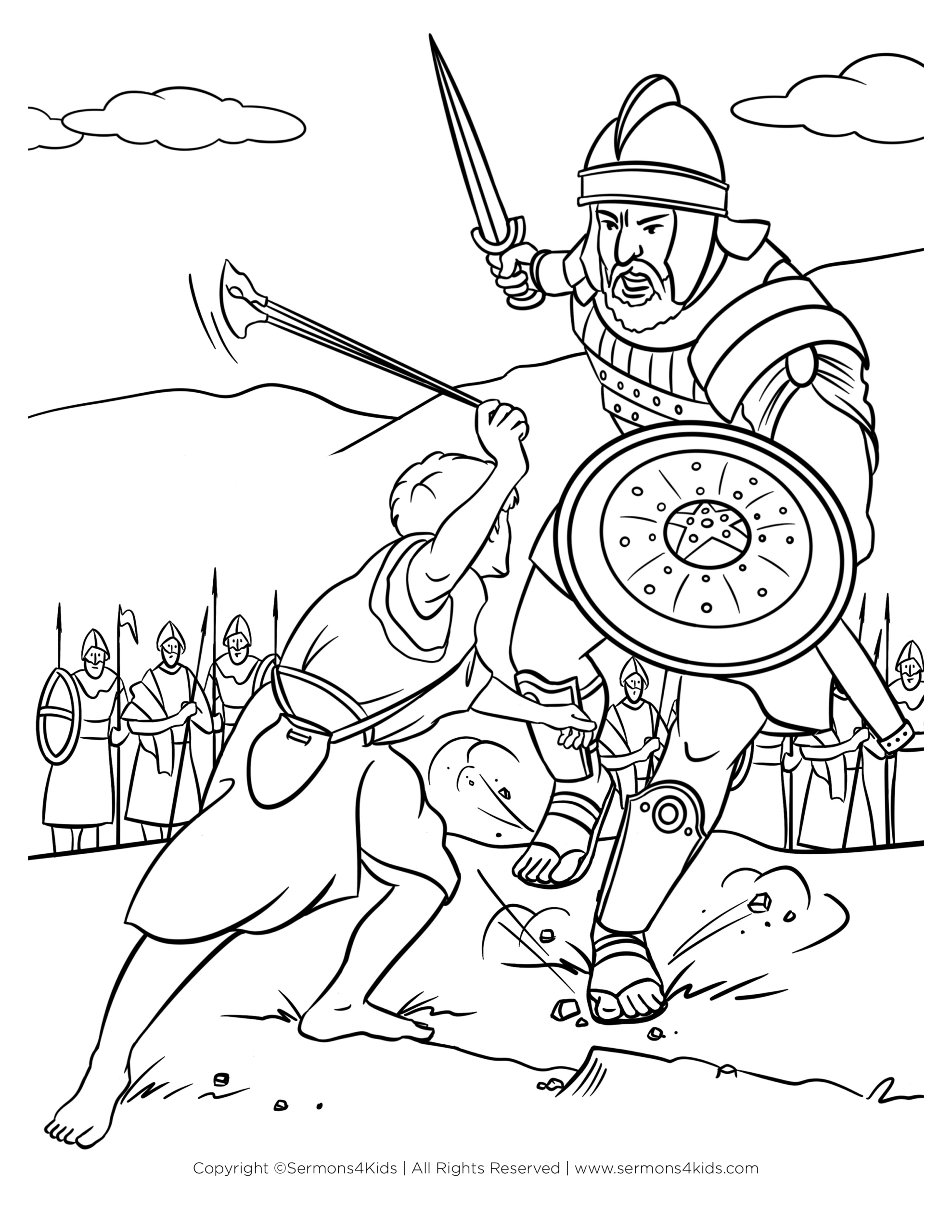 david and goliath coloring page