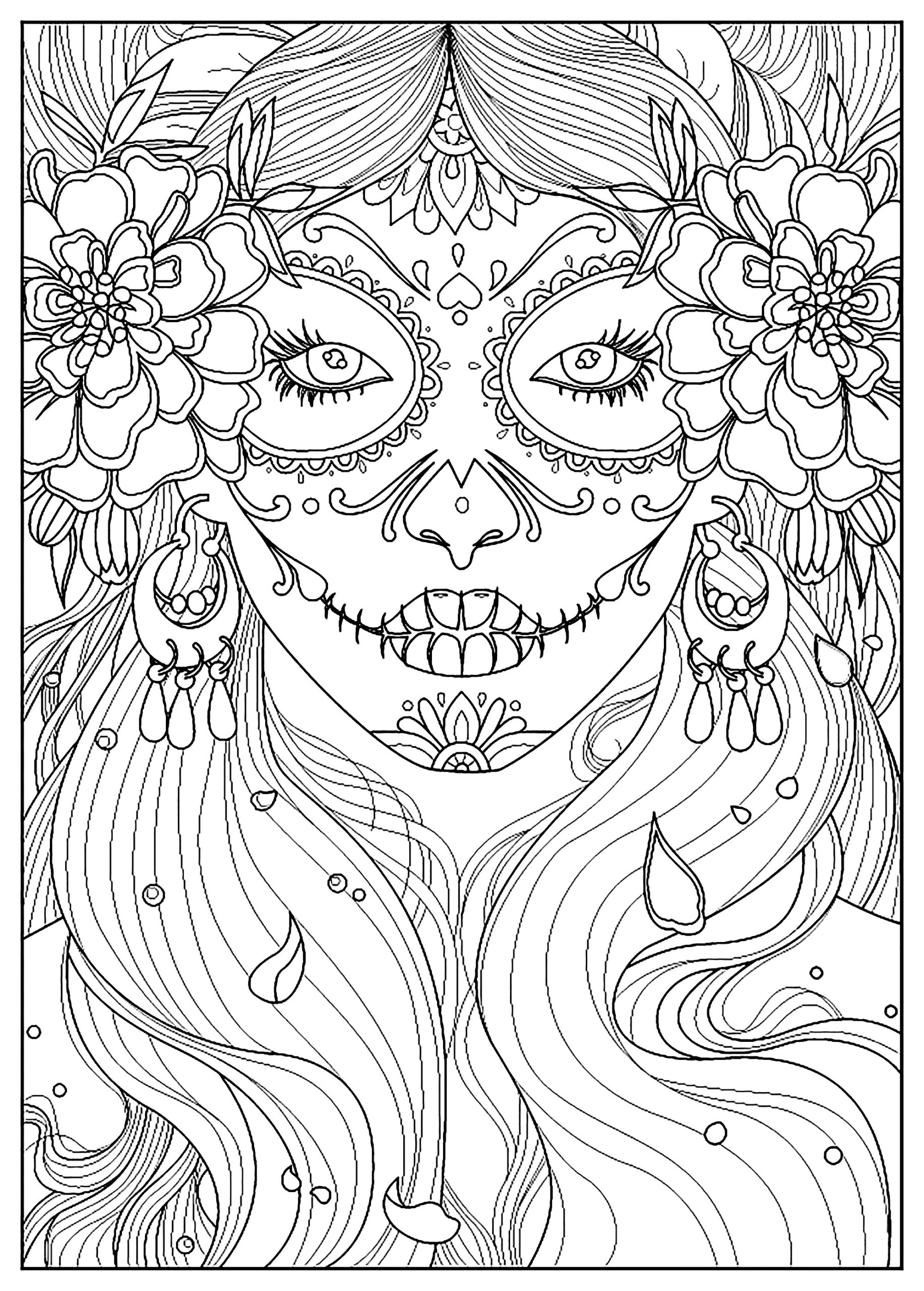 Day Of The Dead Make up Coloring Page El D a De Los Muertos Coloring Pages