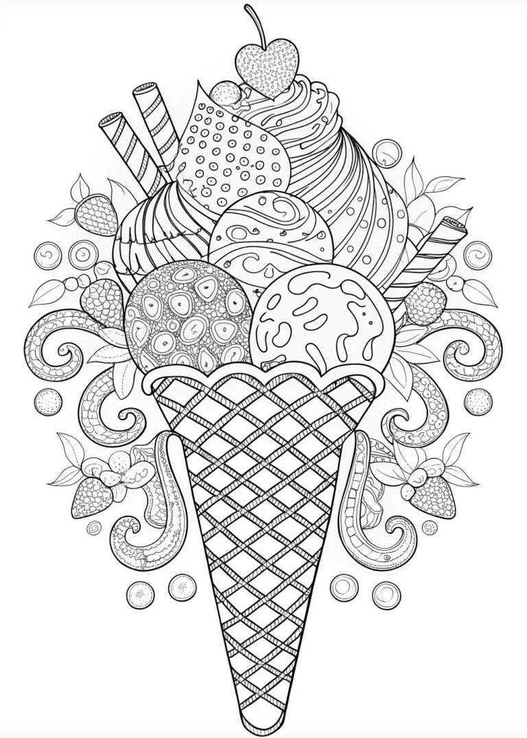 Delicious Melting Ice Cream Cone Coloring Page Free Printable Delicious Melting Ice Cream Cone Coloring Page Free Printable