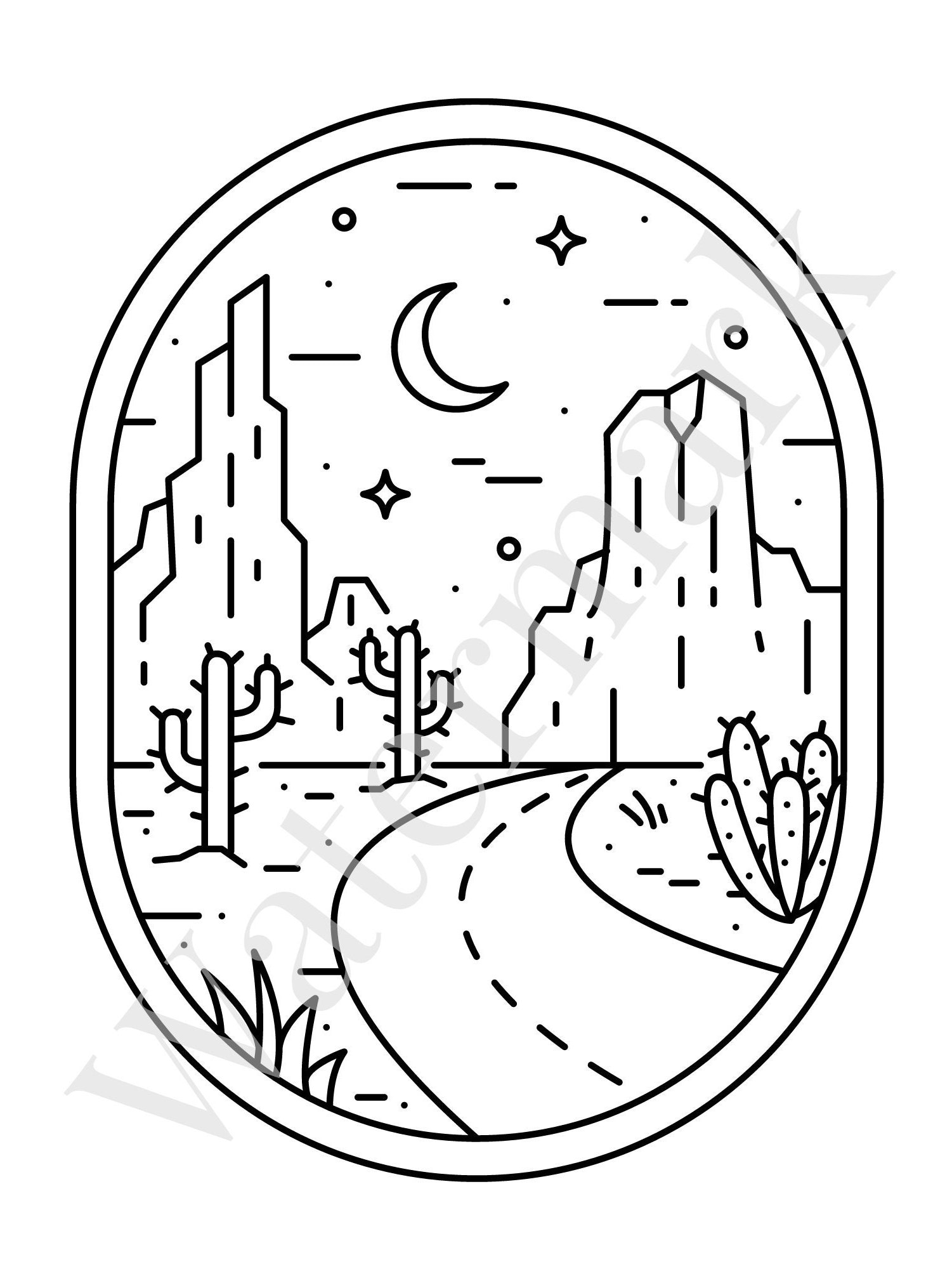 Desert Coloring Pages Coloring Pages Landscape Western Coloring Pages Cowboy Coloring Page Adult Coloring Pages Etsy