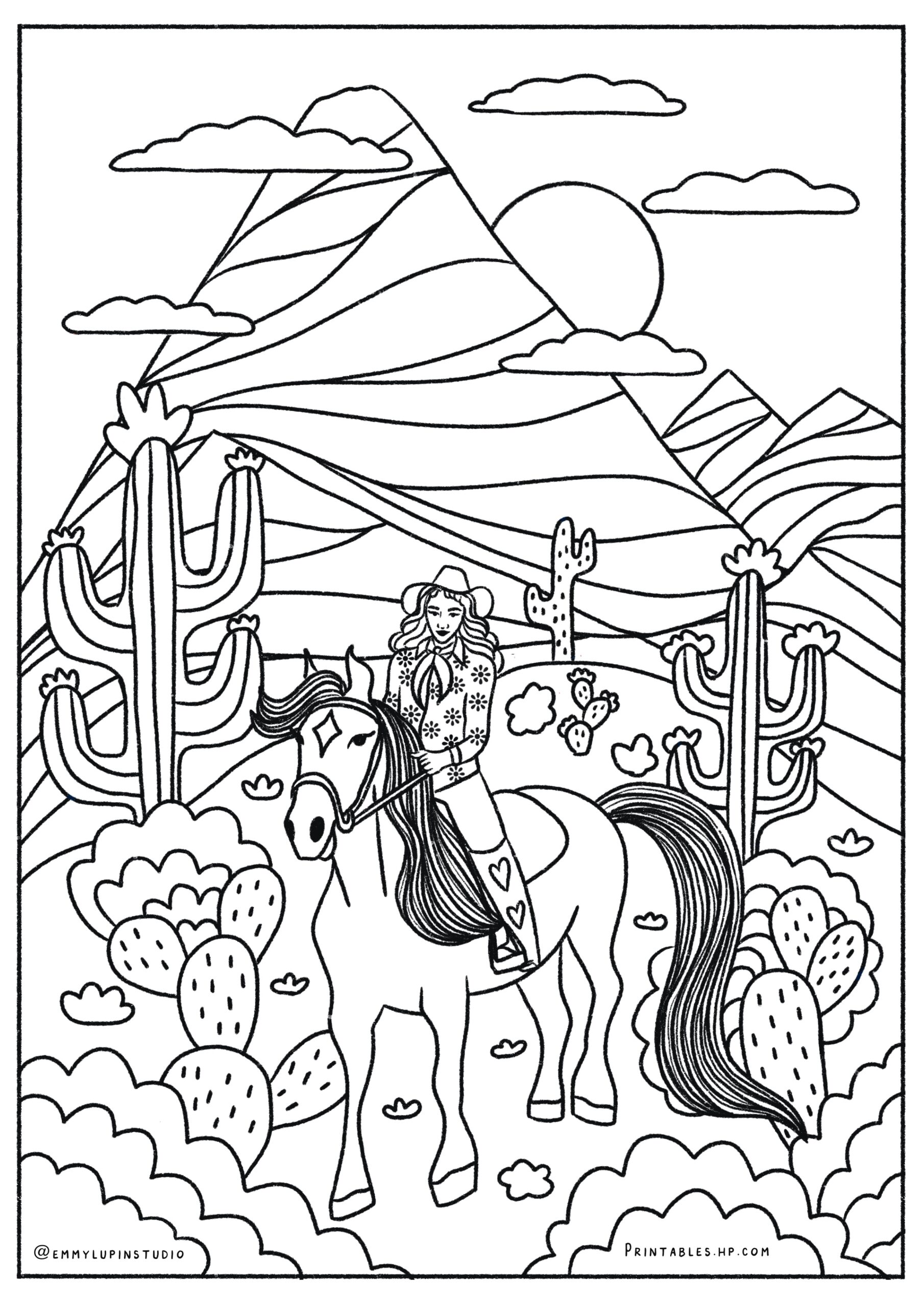 Desert Cowgirl Printables Free Coloring Pages Learning Worksheets HP Official Site
