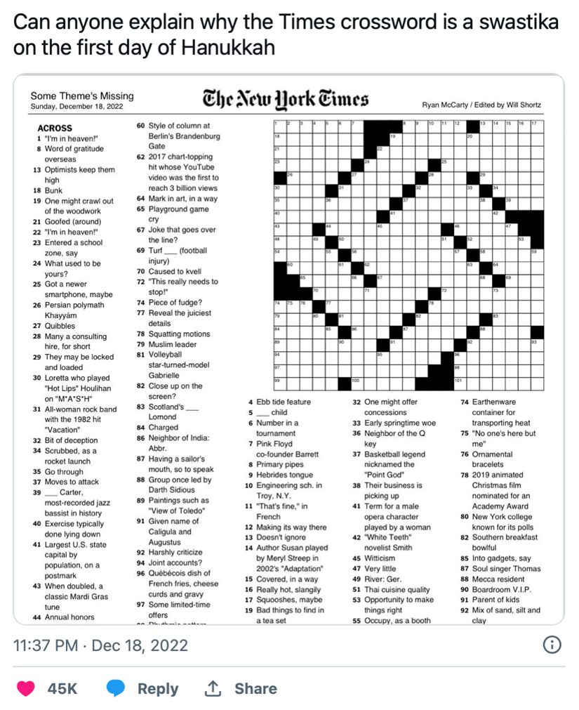 Did The New York Times Publish A swastika shaped Crossword Puzzle Black Dot Research