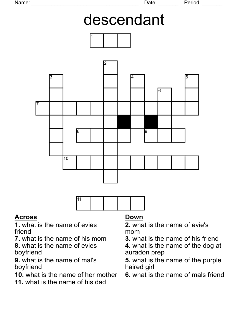 Disney Descendants Crossword WordMint