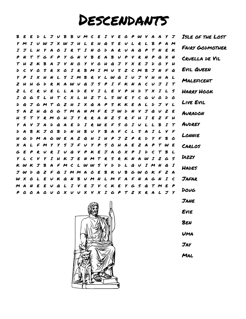 Disney Descendants Crossword WordMint
