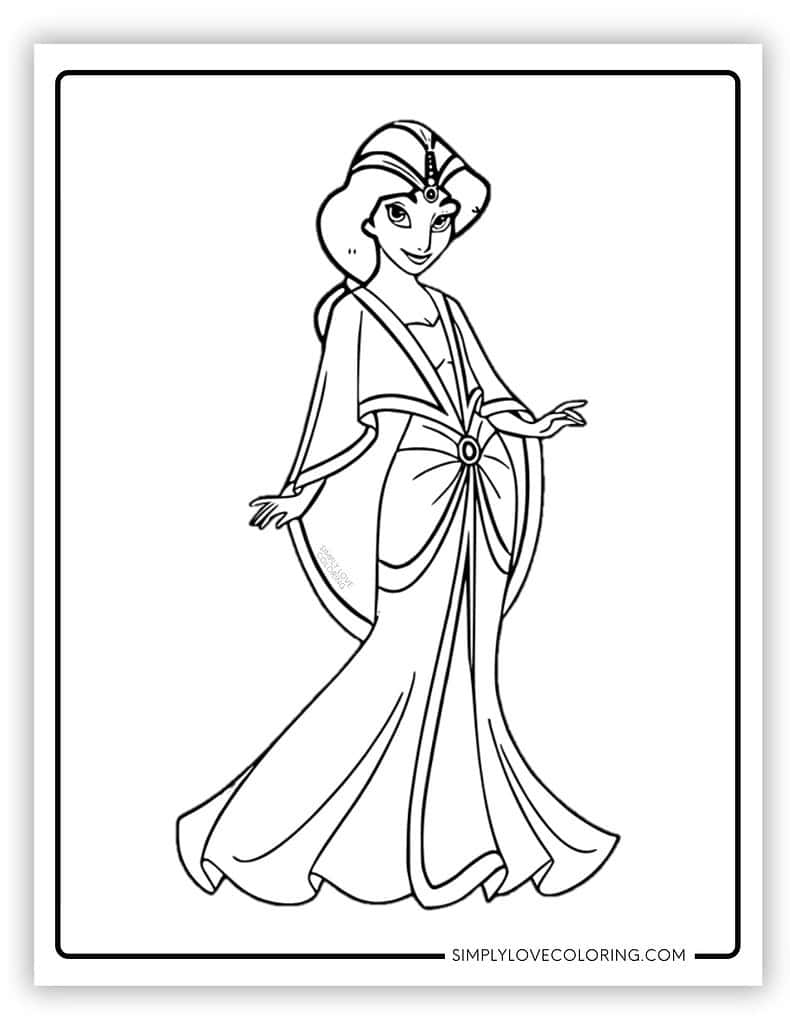 coloring page of princess jasmine