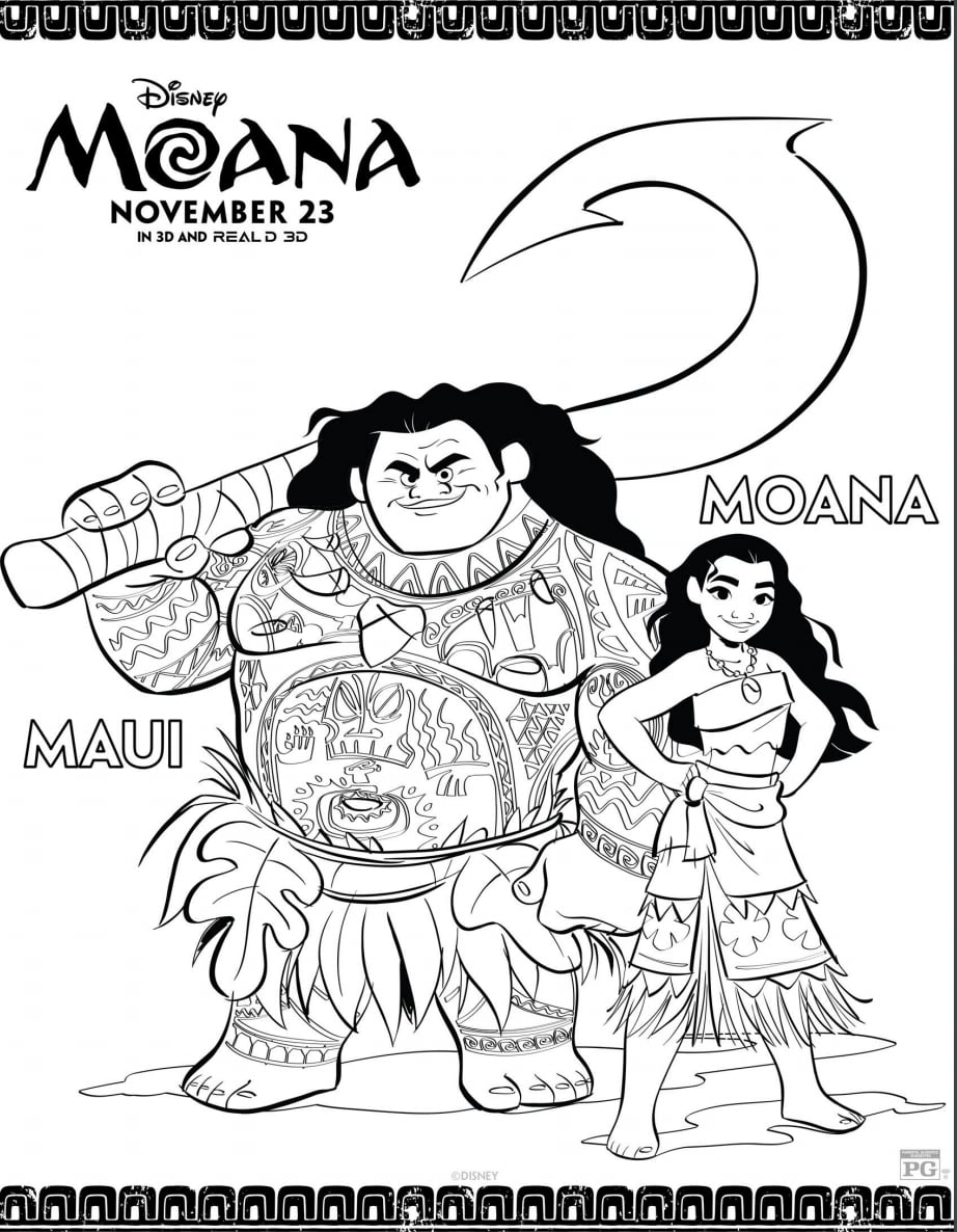 Disney s Printable Moana And Maui Coloring Pages PS Family