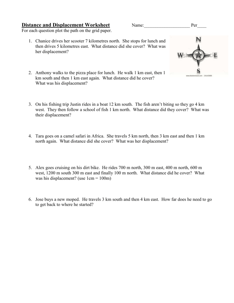Distance Displacement Speed Worksheet Physics Distance Displacement Speed Worksheet Physics