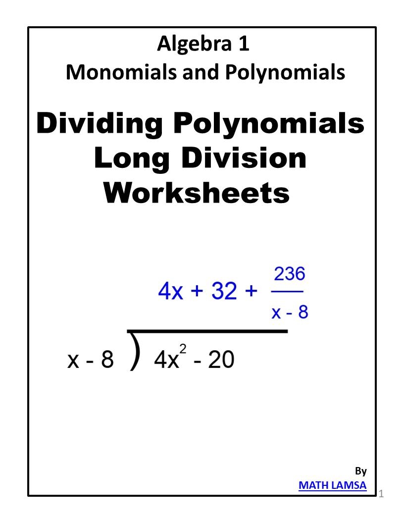 dividing polynomials by polynomials worksheet