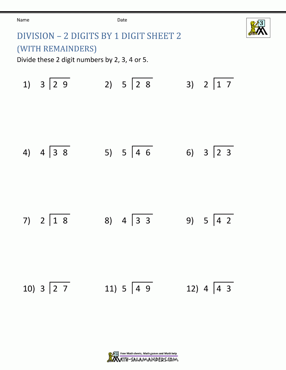 division worksheets grade 3