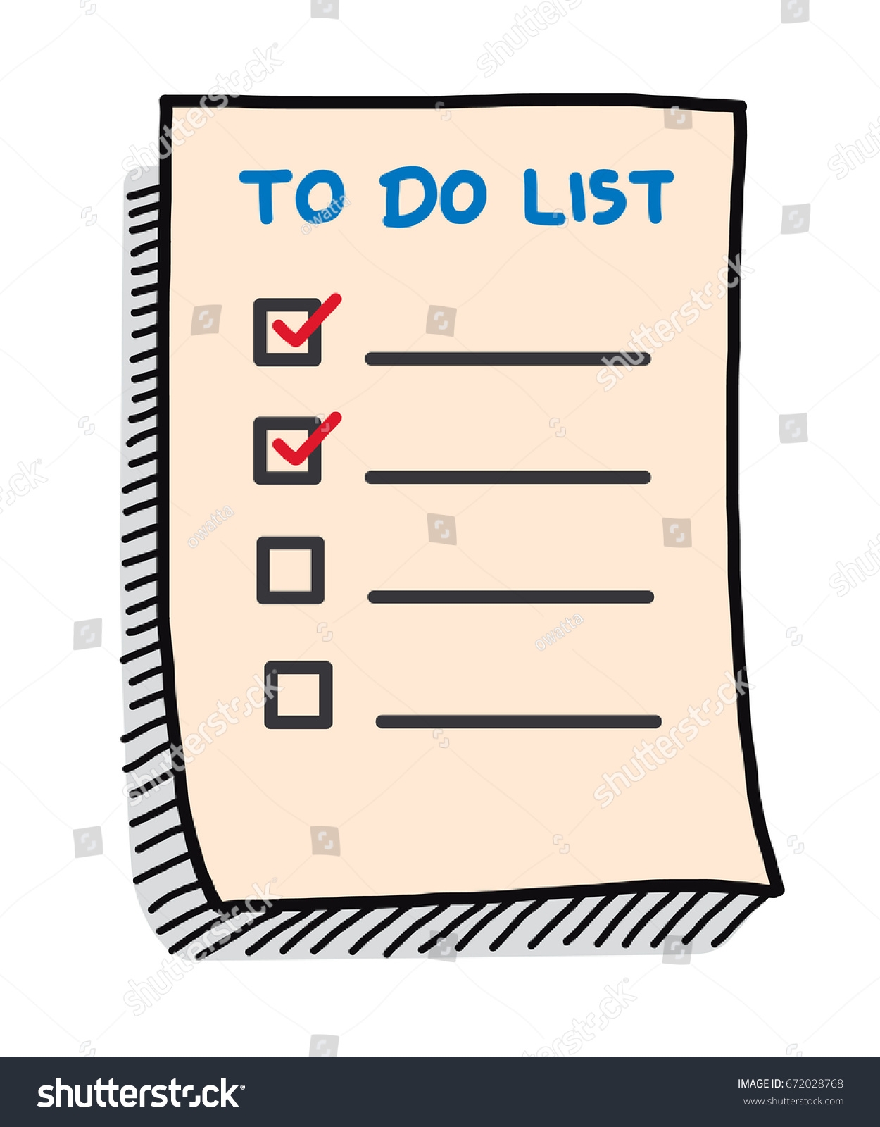 Do List Paper Cartoon Vector Illustration Stock Vector Royalty Free 672028768 Shutterstock