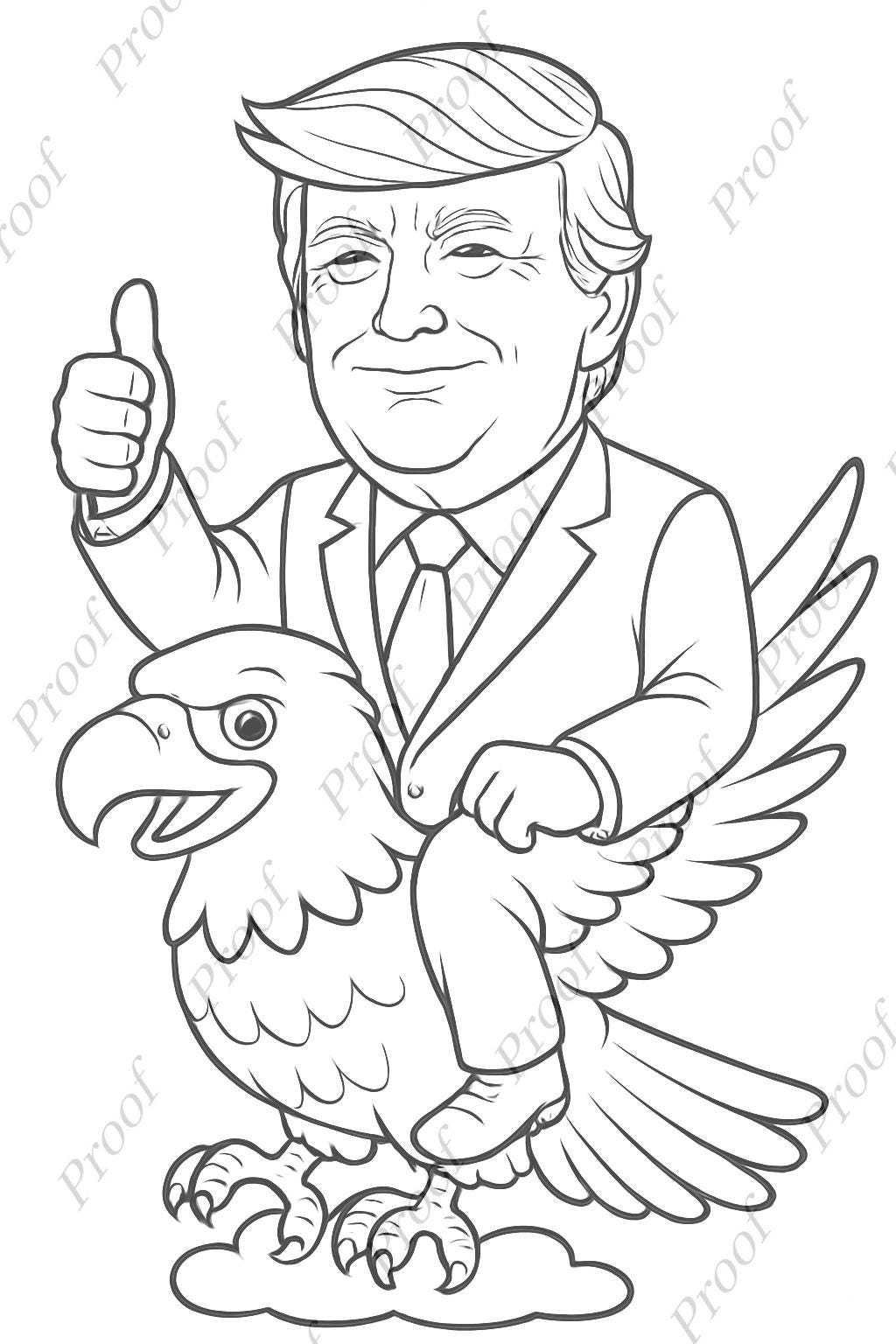 Donald Trump Coloring Pages Political Satire Art digital Download Etsy