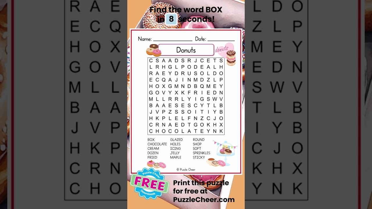 Donuts Mini Crossword Puzzle Puzzle Cheer