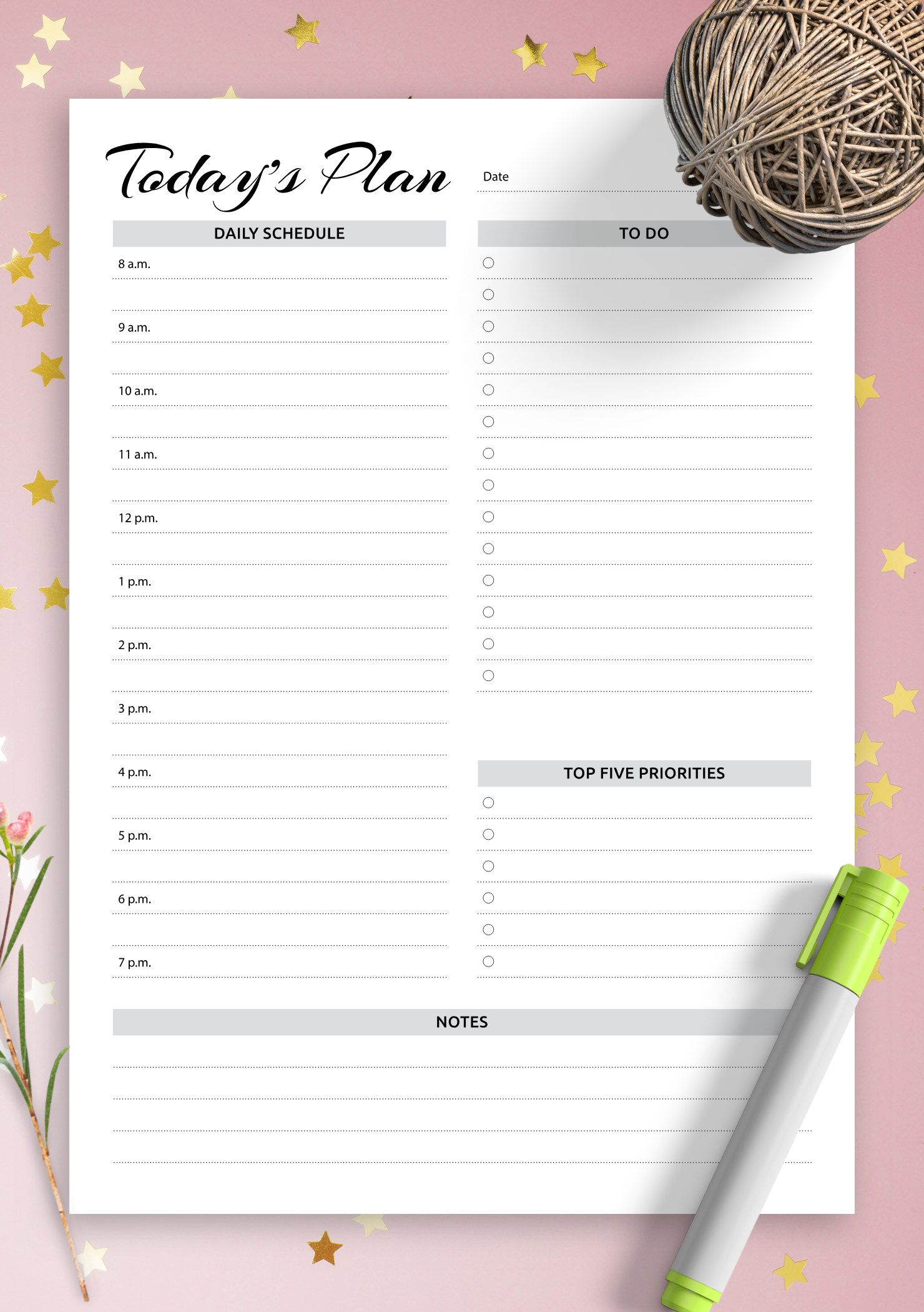 day planner with to do list